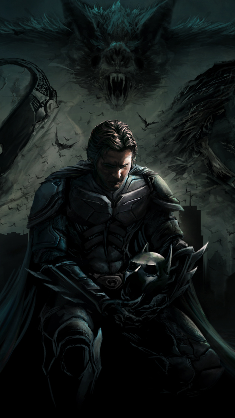 Обои Бэтмен, Темный Рыцарь Трилогия, фан арт, арт, темнота для iPhone 6, 6S, 7, 8 бесплатно, заставка 750x1334 - скачать картинки и фото