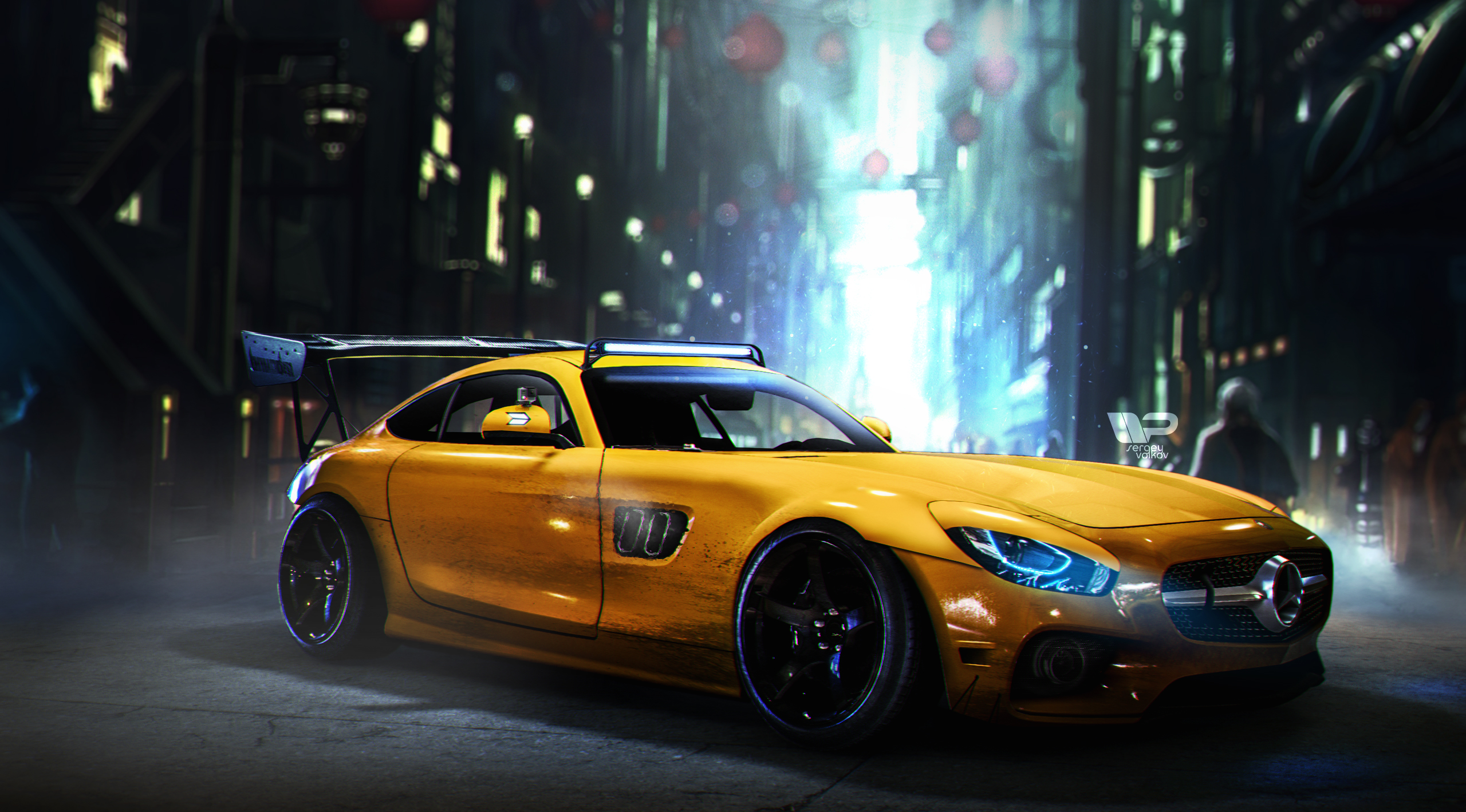 Mercedes AMG gt Yellow 4k