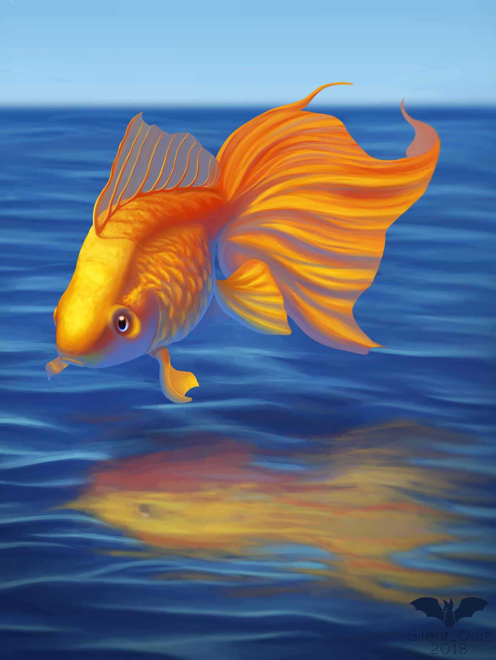 Золотая рыбка картинка прикольная