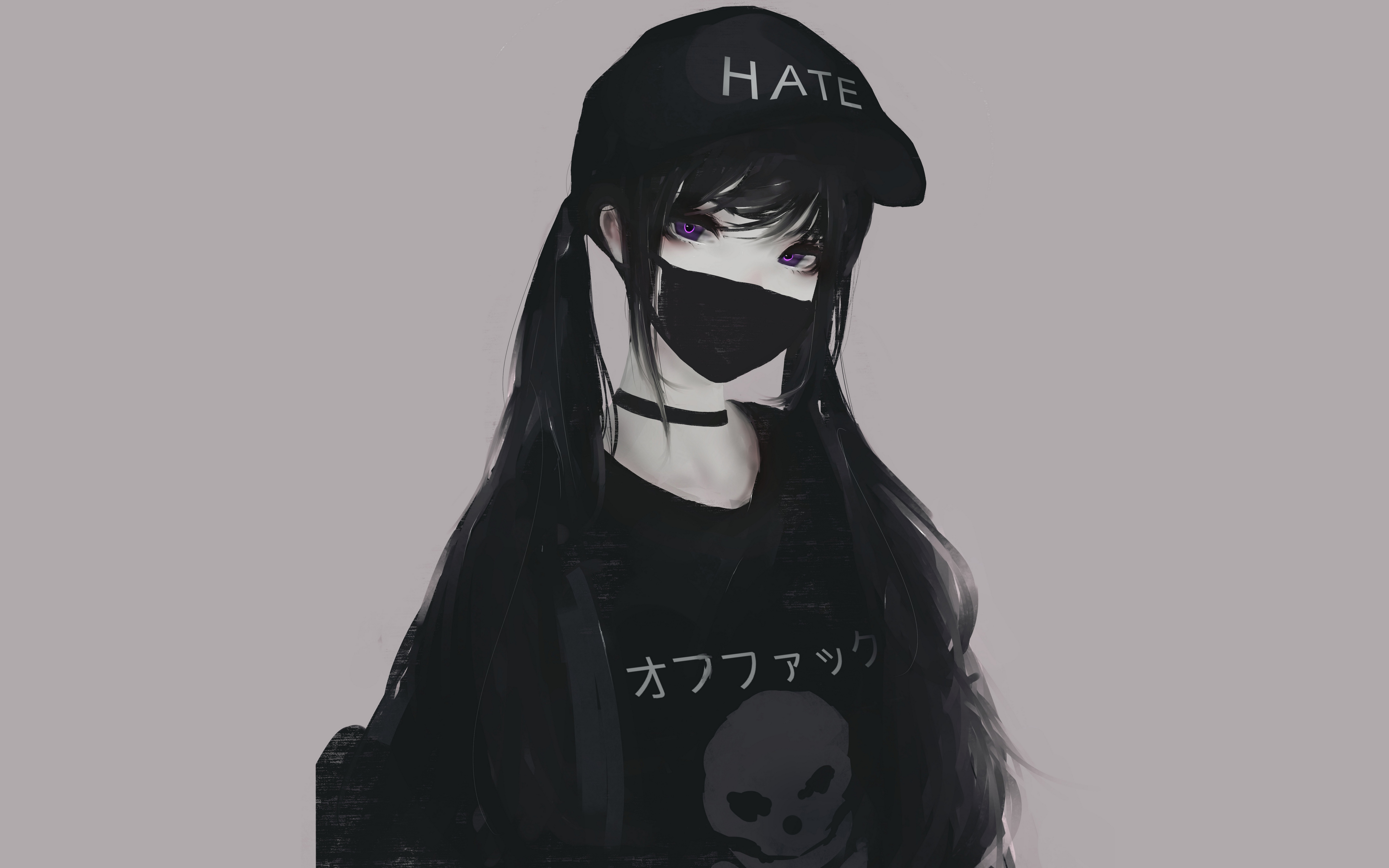 Аниме девушка в черной маске