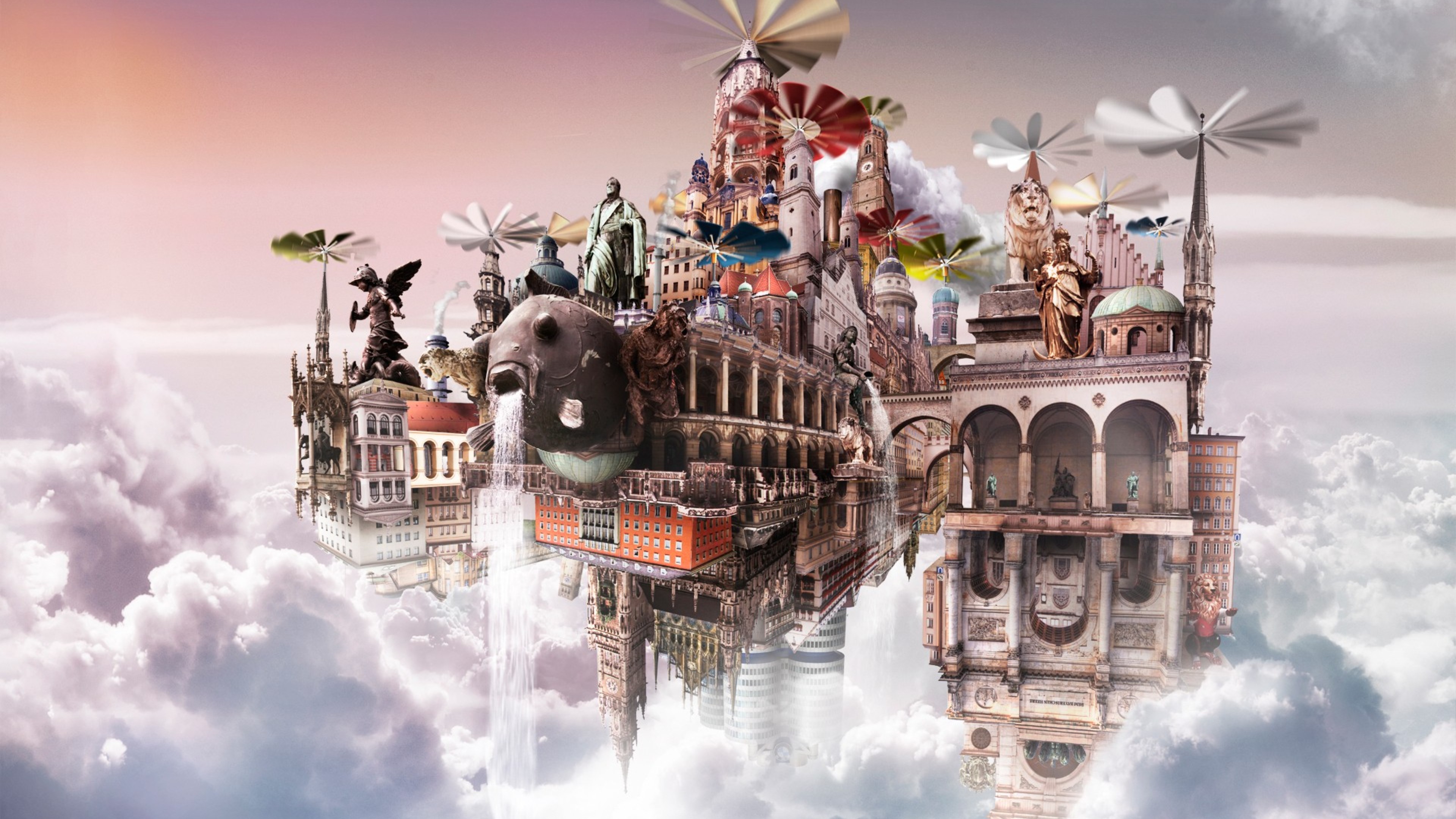 Fantasy world 3. Летающий город. Воздушный город. Воздушный замок. Летающий замок.