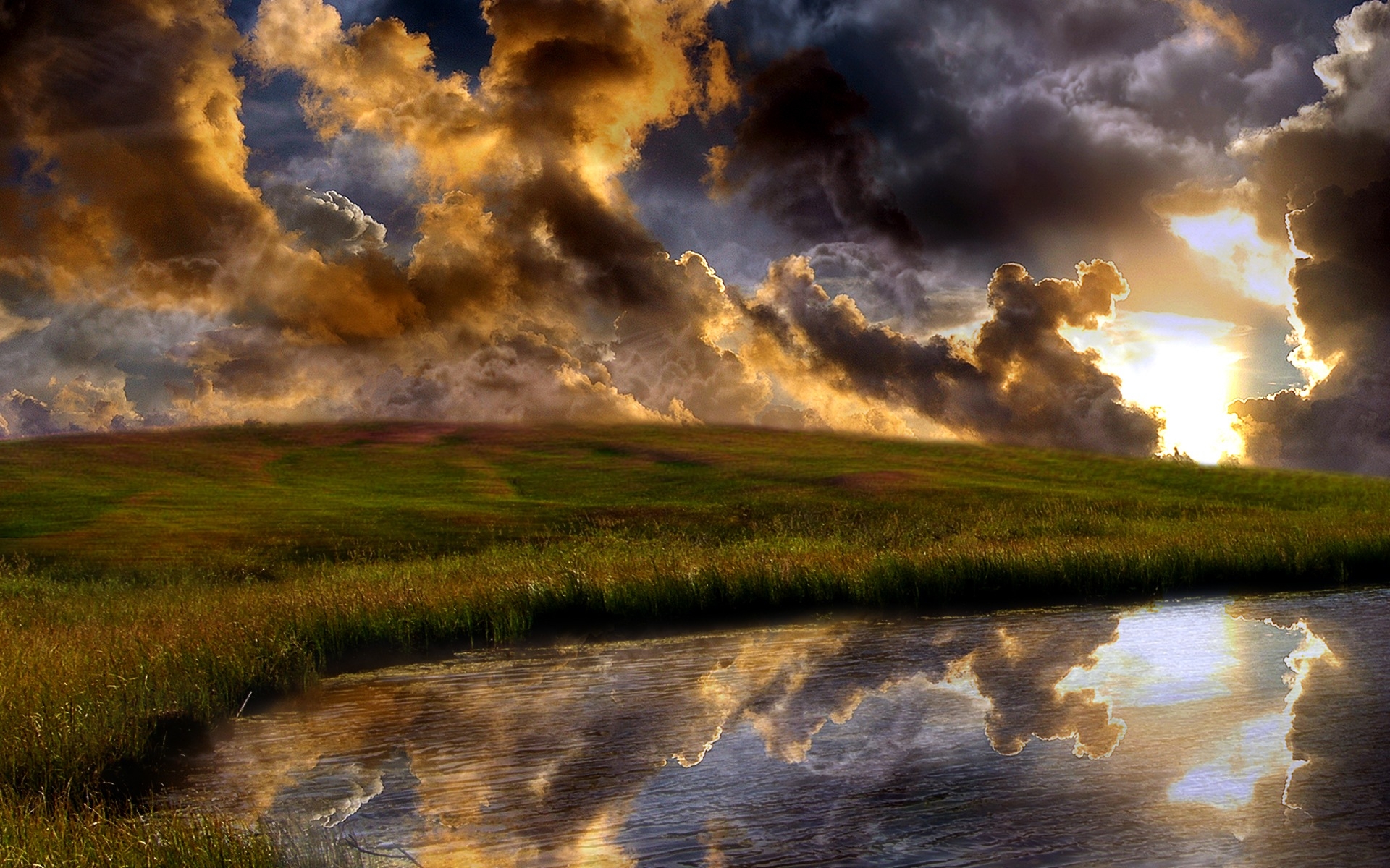 Обои облако, природа, отражение, вода, солнечный свет - картинка на ...