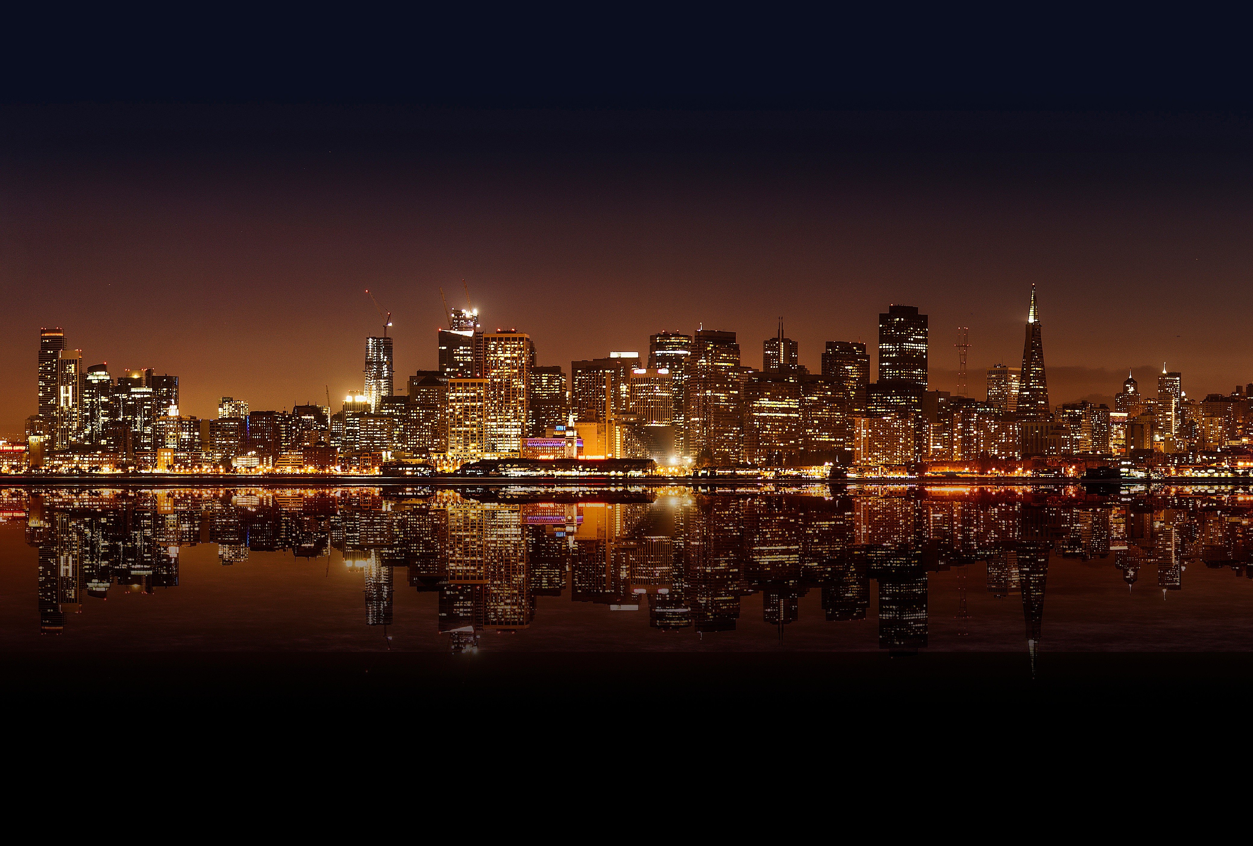 Сан Франциско ночная панорама города