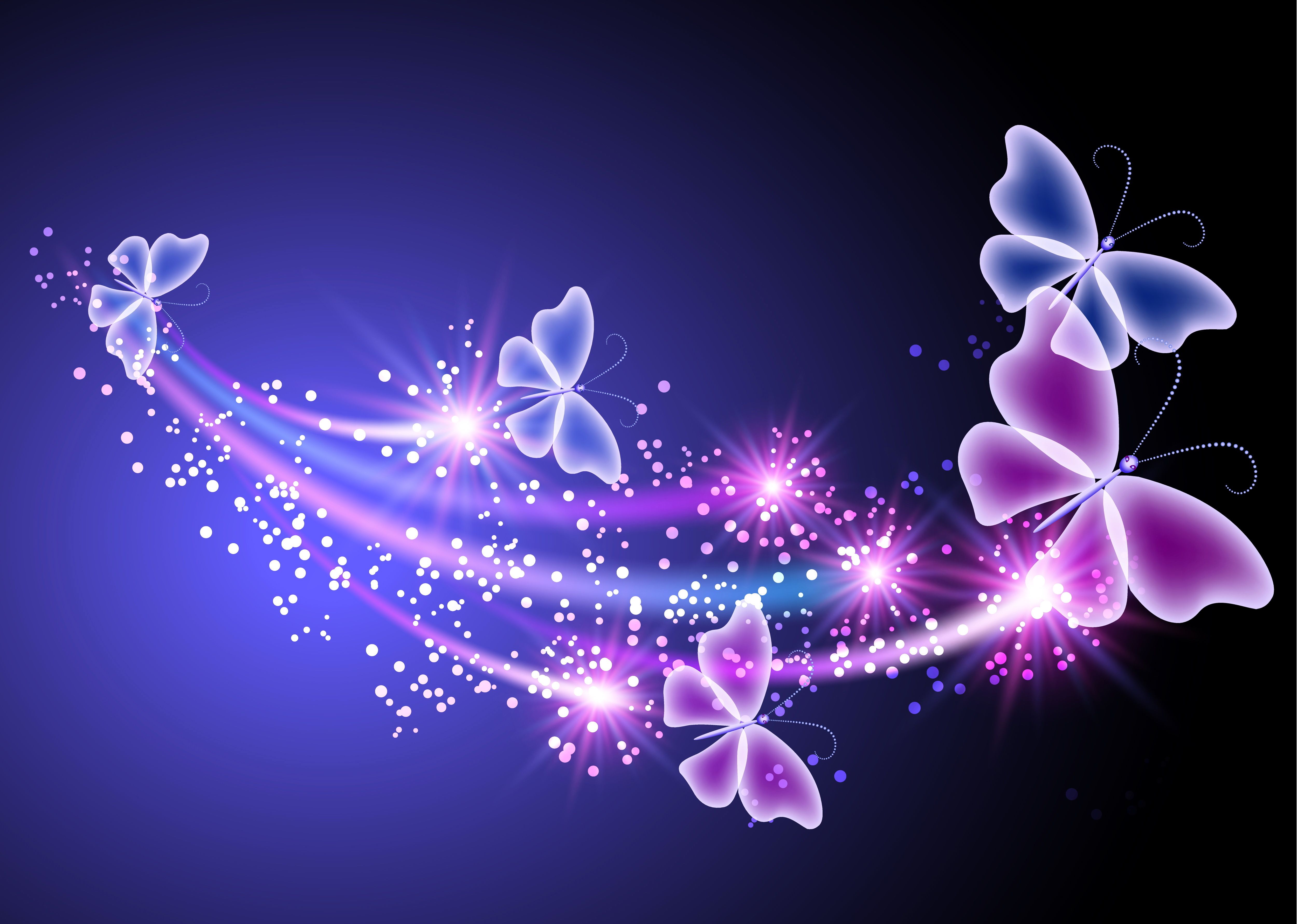 Фиолетовый фон с бабочками
