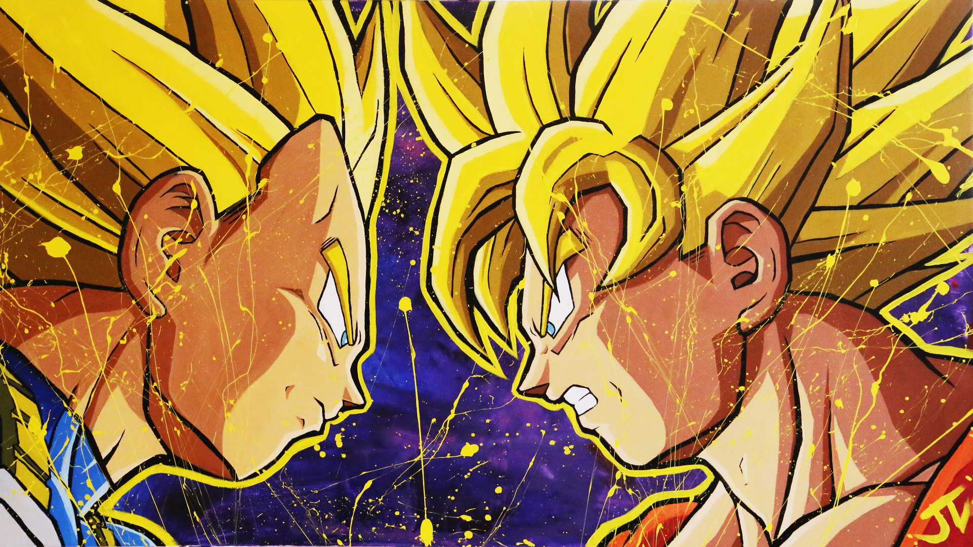 Обои вегета, гоку, Жемчуг дракона, мультфильм, желтый в разрешении 1920x1080