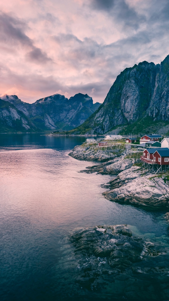 Обои Норвегия природа, фьорд, Лофотен, природа, путешествие в разрешении 720x1280