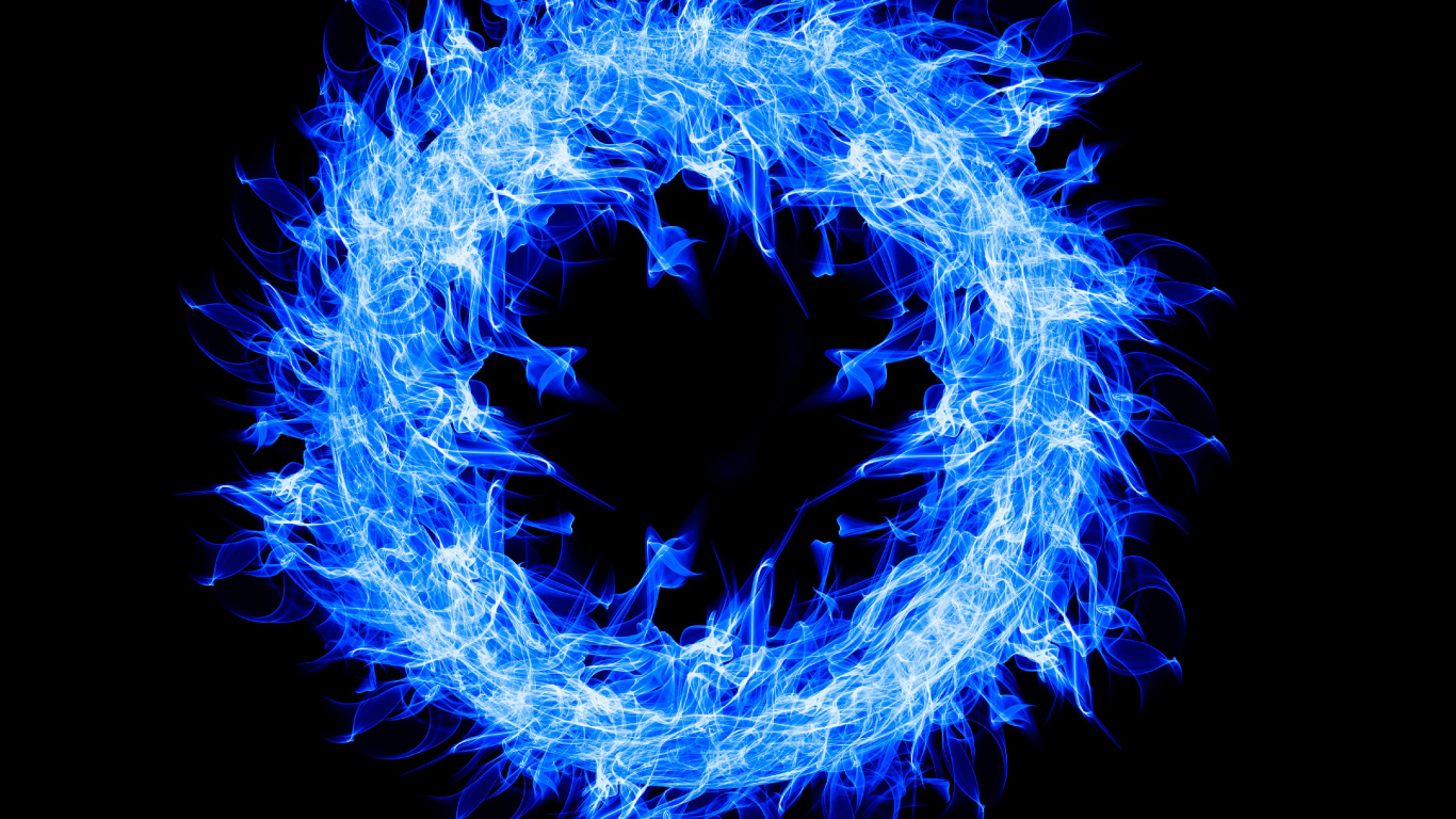 Обои огонь, электрик, синий, фрактальное искусство, вода в разрешении 1366x768