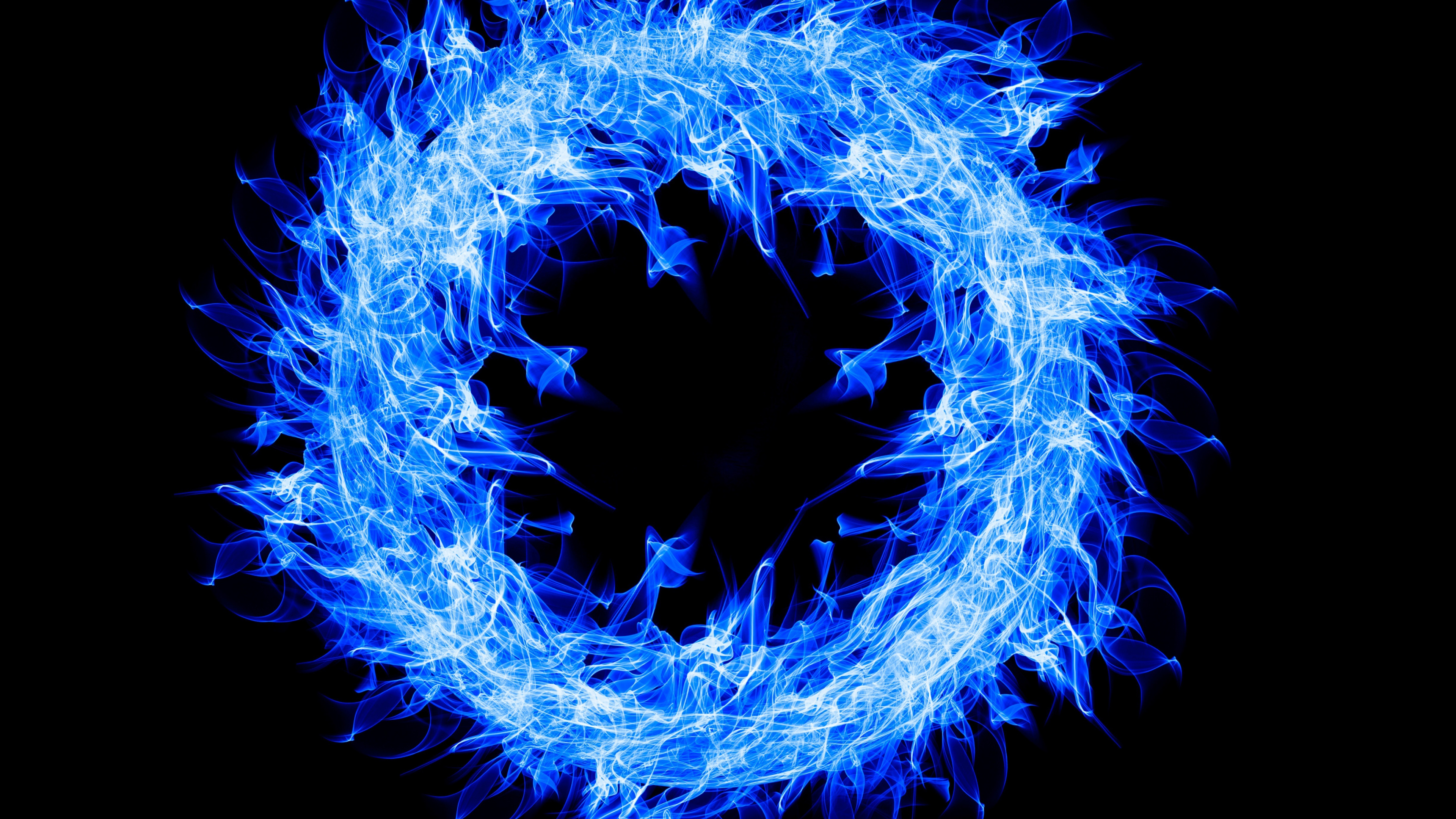 Обои огонь, электрик, синий, фрактальное искусство, вода в разрешении 3840x2160