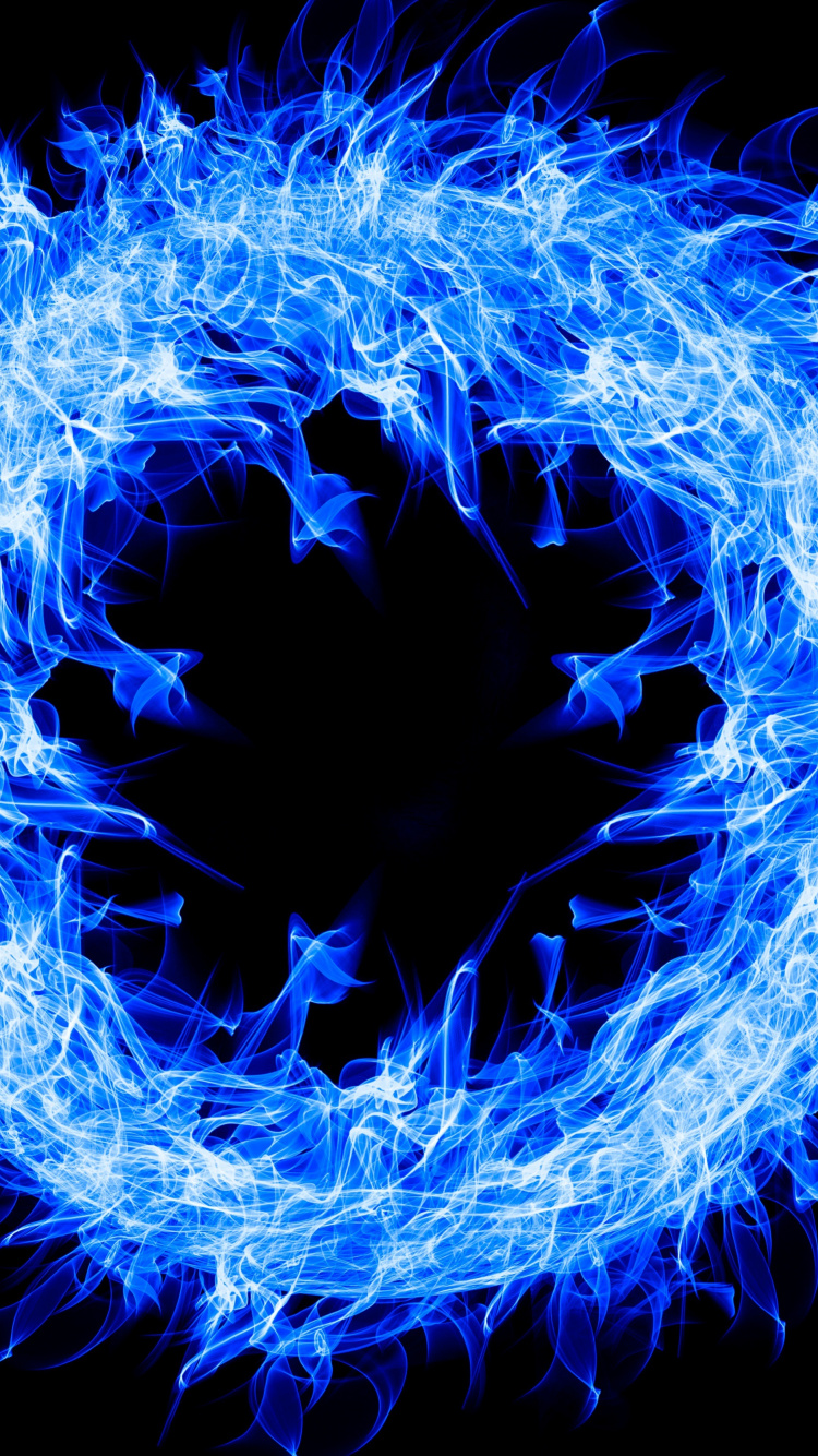 Обои огонь, электрик, синий, фрактальное искусство, вода в разрешении 750x1334
