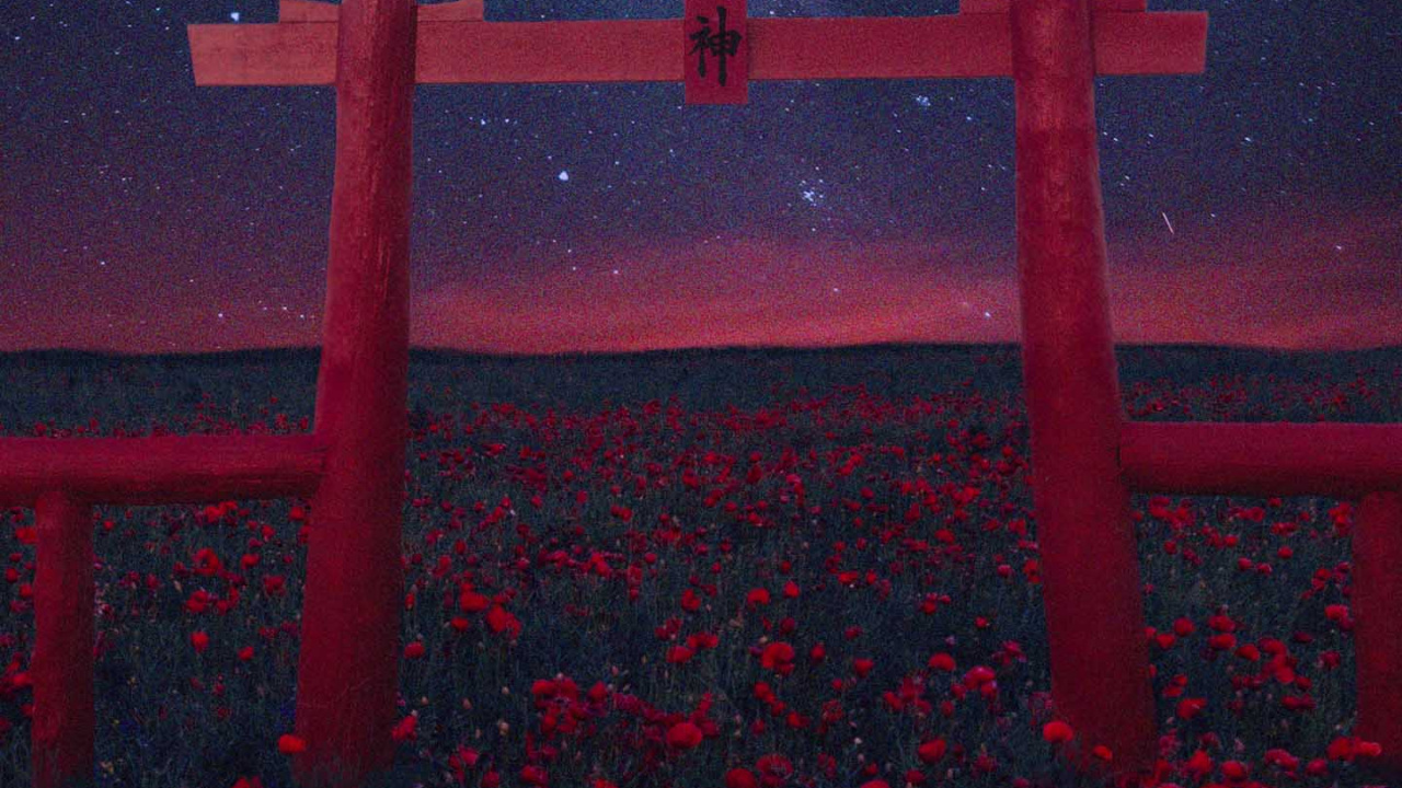 Обои атмосфера, растение, вода, цветок, тории в разрешении 1280x720