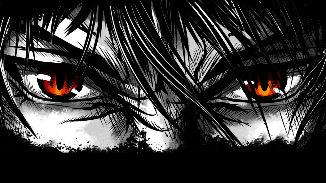 Обои черное аниме, аниме арт, мультик, мультфильм, рукав в разрешении 1366x768
