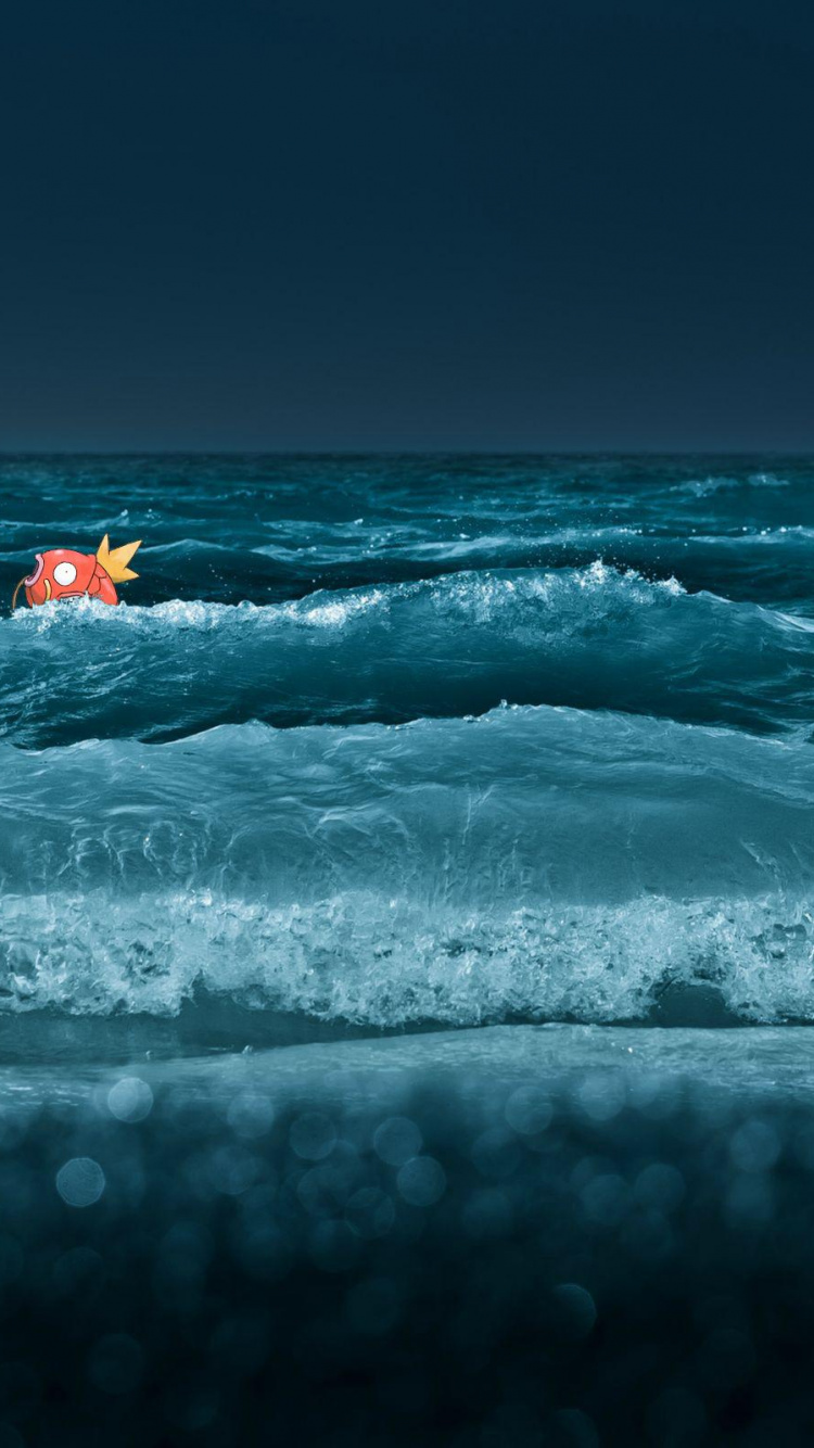 Обои океанская волна, океан, море, волны ночью, вода в разрешении 750x1334