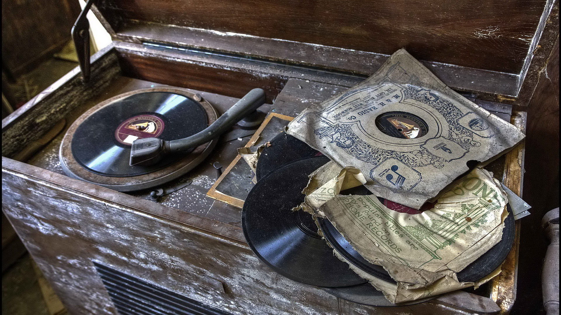 Обои граммофонная пластинка, фонограф, музыка, ac dc в разрешении 1920x1080