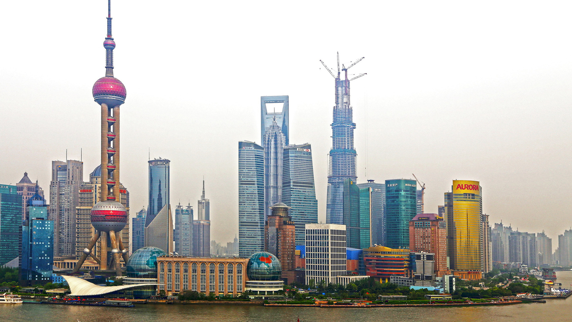 Обои Шанхай, небоскреб, город, городской пейзаж, линия горизонта в разрешении 1920x1080