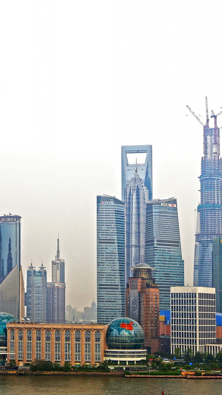 Обои Шанхай, небоскреб, город, городской пейзаж, линия горизонта в разрешении 720x1280
