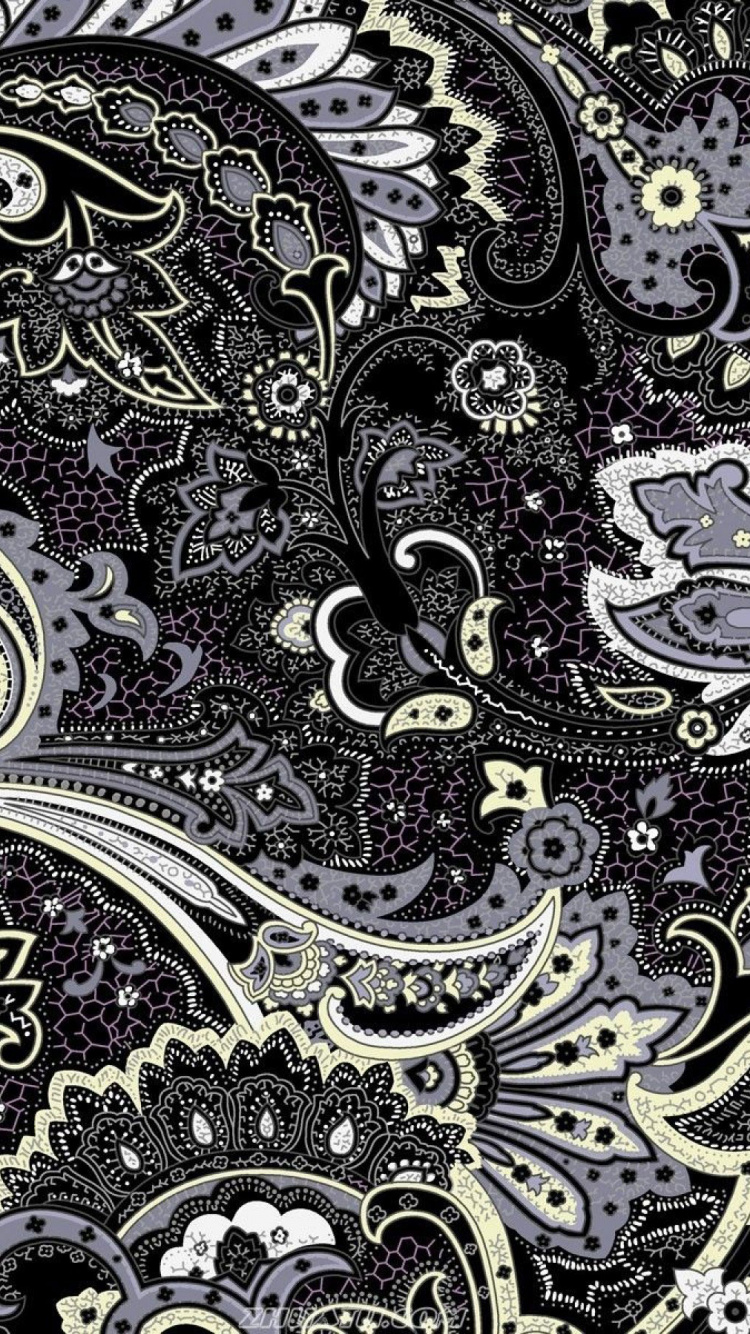 Обои ткань, узор, Пейсли, арт, визуальное искусство в разрешении 750x1334