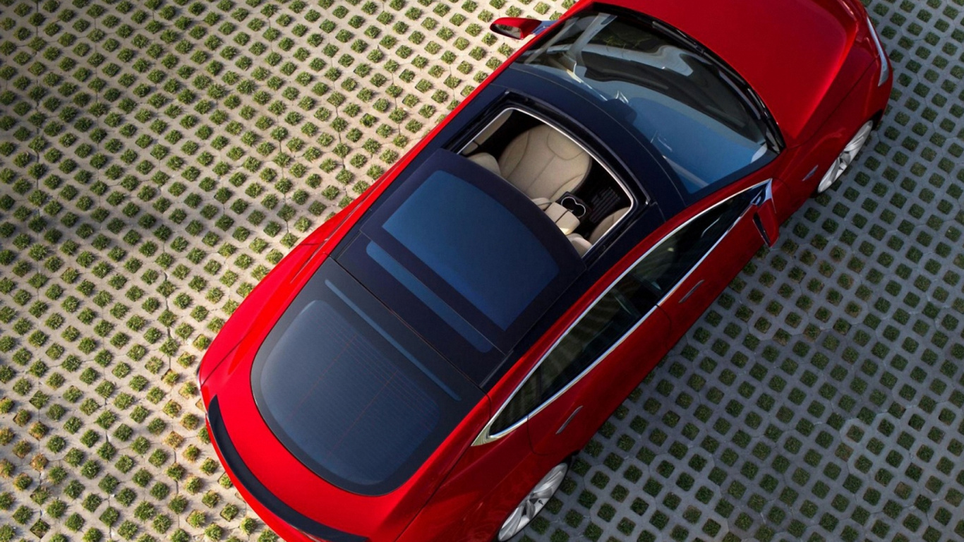 Обои Tesla Model 3, красный цвет, Тойота приус плагин гибрид, Tesla Model S, Tesla Roadster в разрешении 1366x768