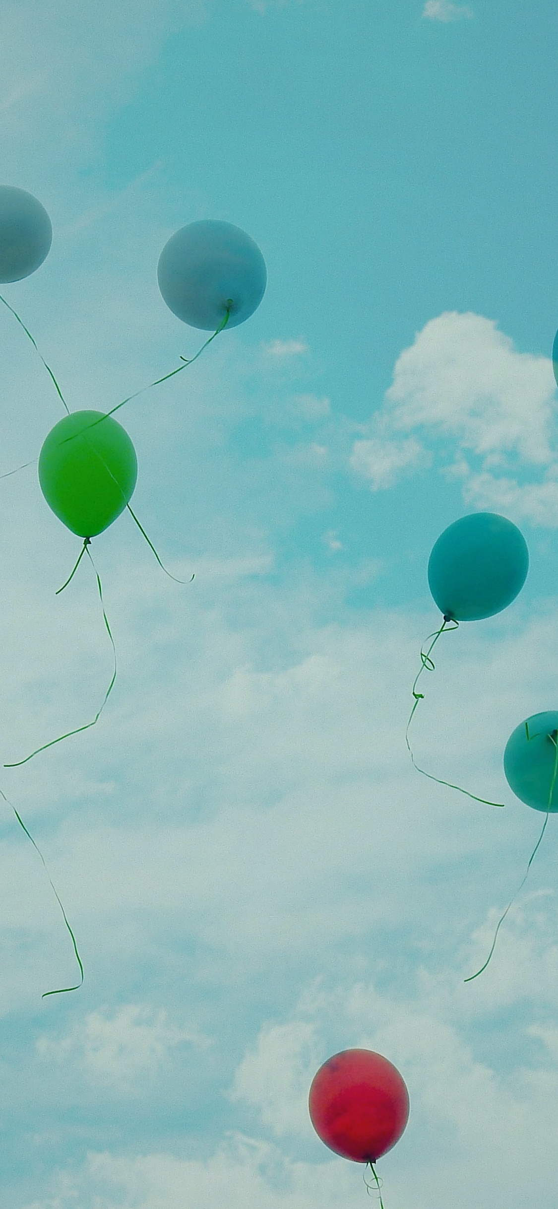 Обои воздушный шарик, синий, зеленый, поставкы партии, бирюза в разрешении 1125x2436