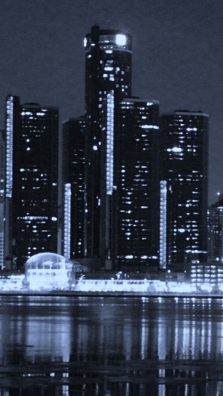 Обои Детройт, городской пейзаж, город, метрополия, линия горизонта в разрешении 720x1280