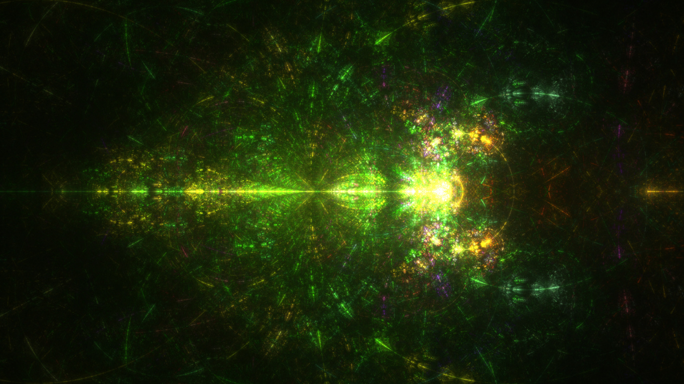 Обои фрактал, фрактальное искусство, зеленый, свет, технологии в разрешении 1366x768