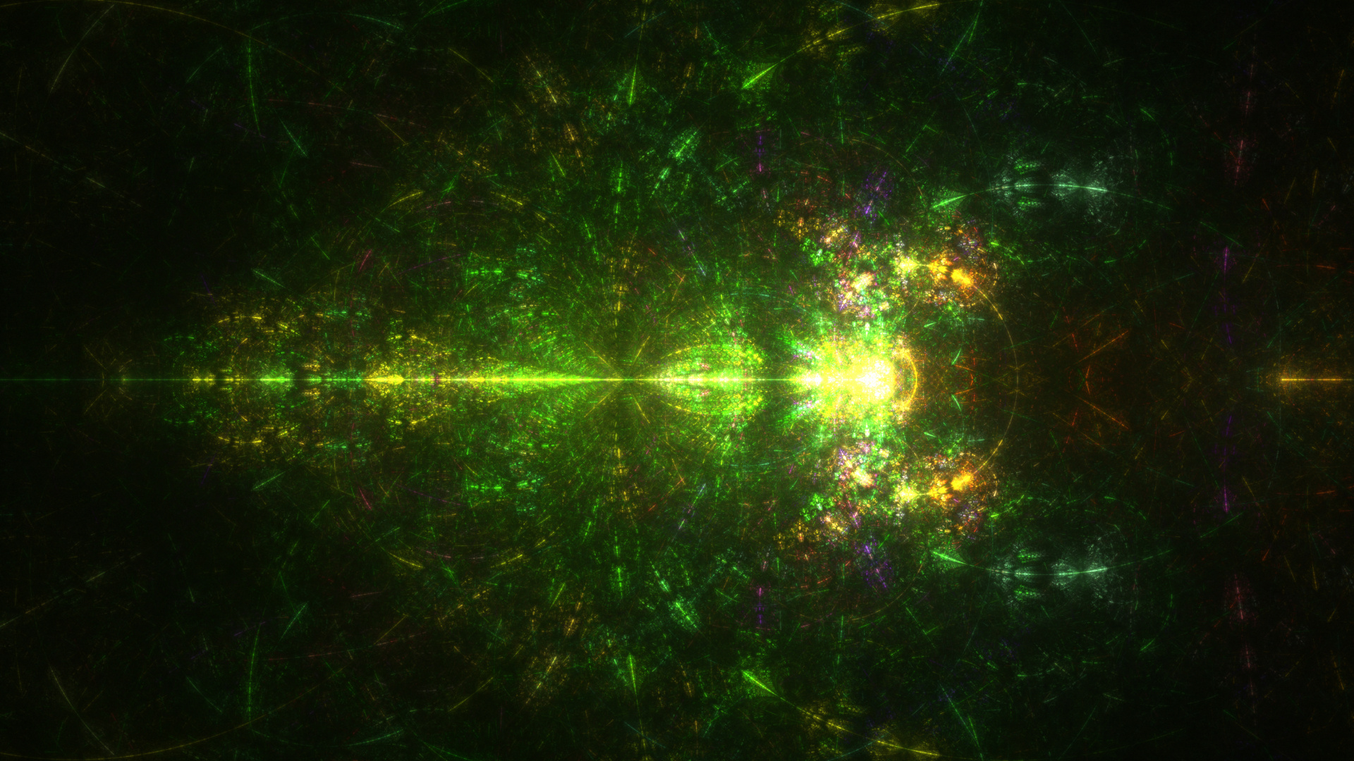 Обои фрактал, фрактальное искусство, зеленый, свет, технологии в разрешении 1920x1080