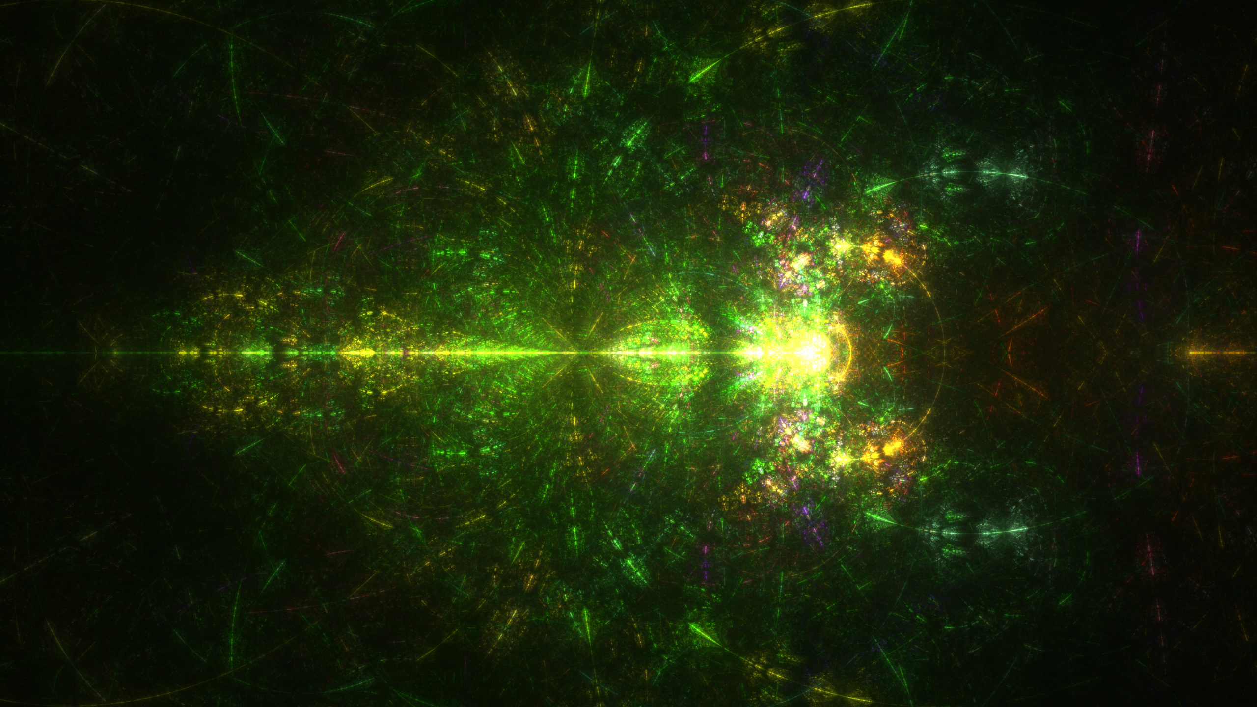 Обои фрактал, фрактальное искусство, зеленый, свет, технологии в разрешении 2560x1440