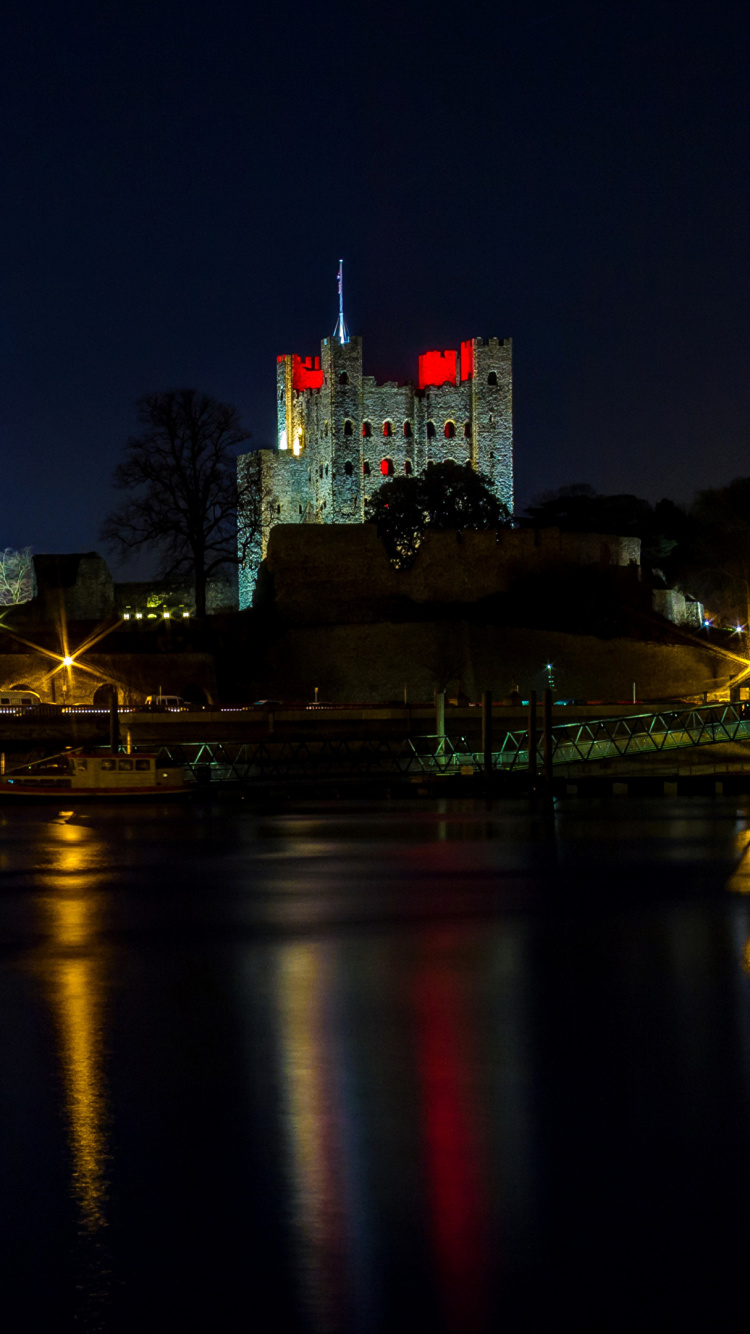 Обои отражение, ночь, Англия, ориентир, город в разрешении 750x1334