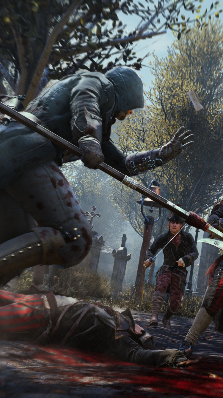 Обои assassins creed unity, ubisoft, ubisoft Монреаль, playstation 4, война в разрешении 750x1334