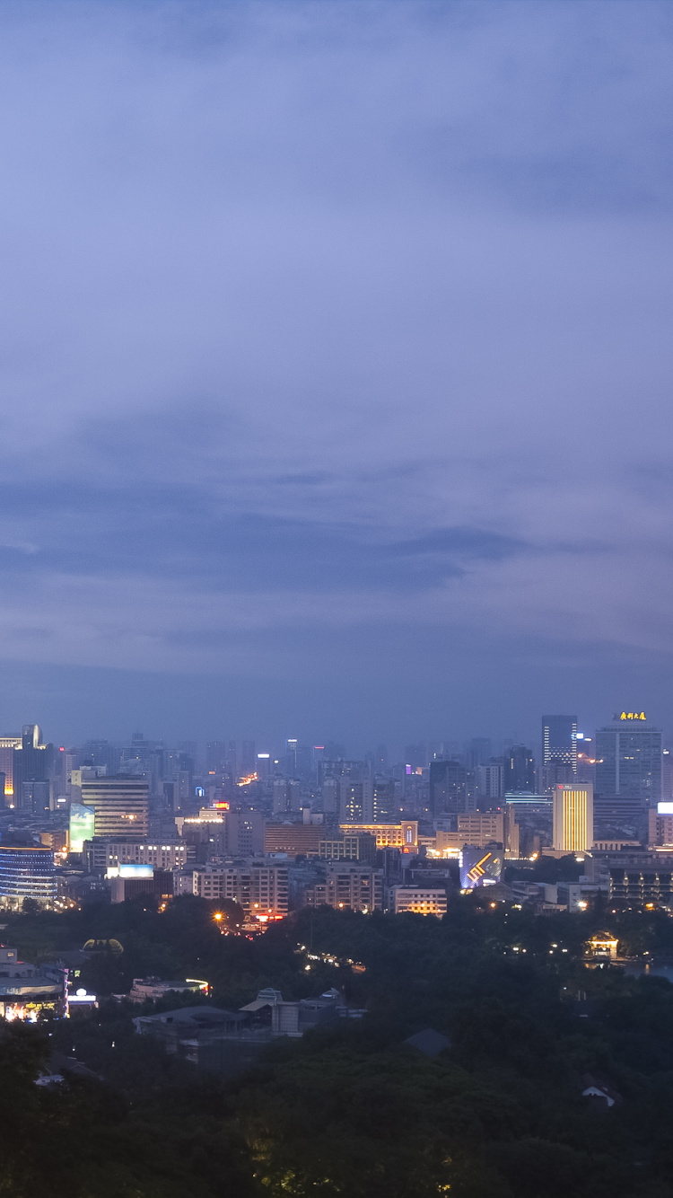 Обои город, Гуанчжоу, городской пейзаж, линия горизонта, городской район в разрешении 750x1334