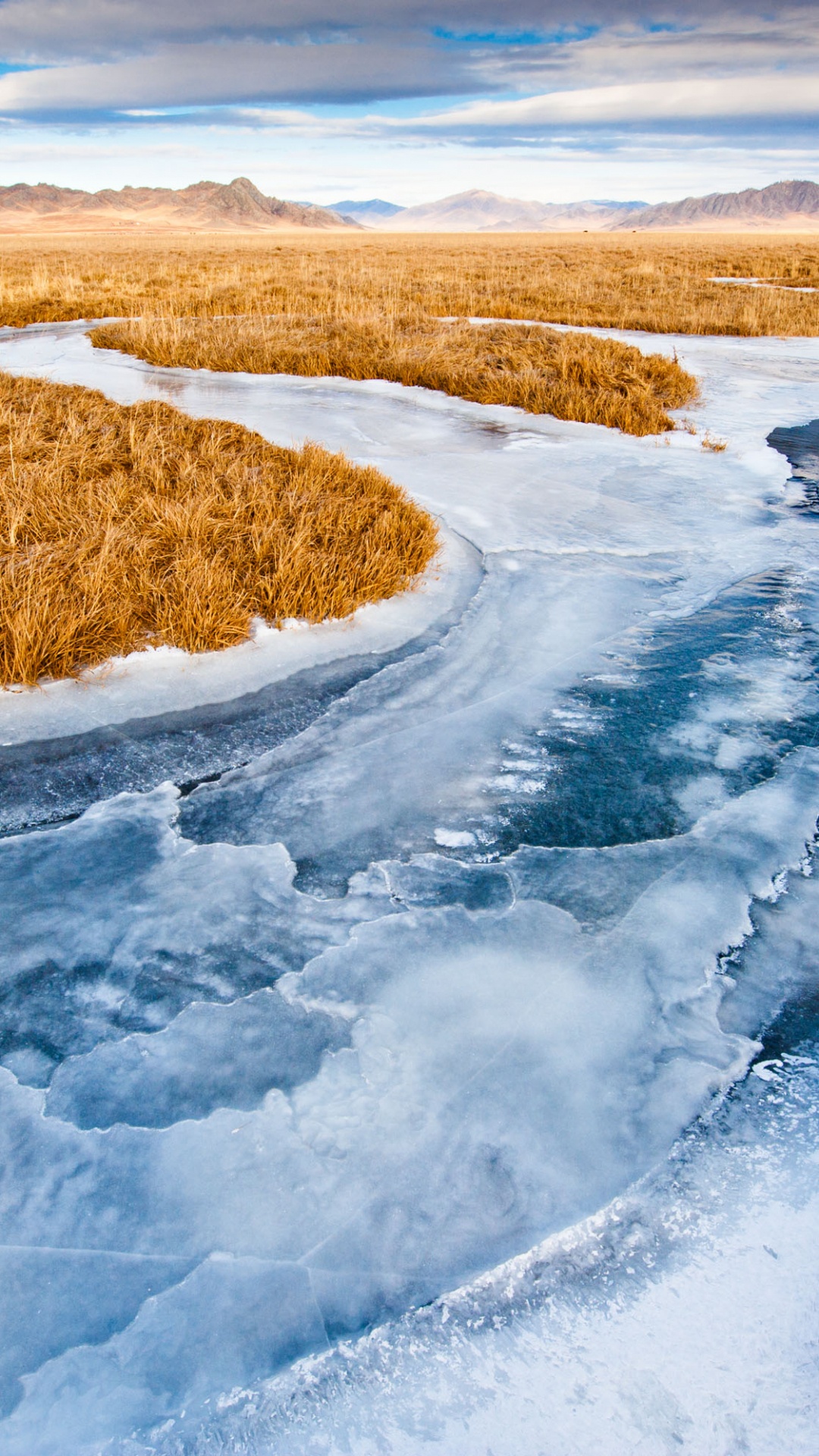 Обои гидроресурсы, зима, вода, реки, лед в разрешении 1080x1920