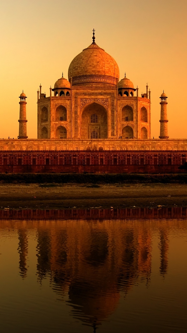 Обои Тадж-Махал, достопримечательность, ориентир, отражение, историческое место в разрешении 720x1280