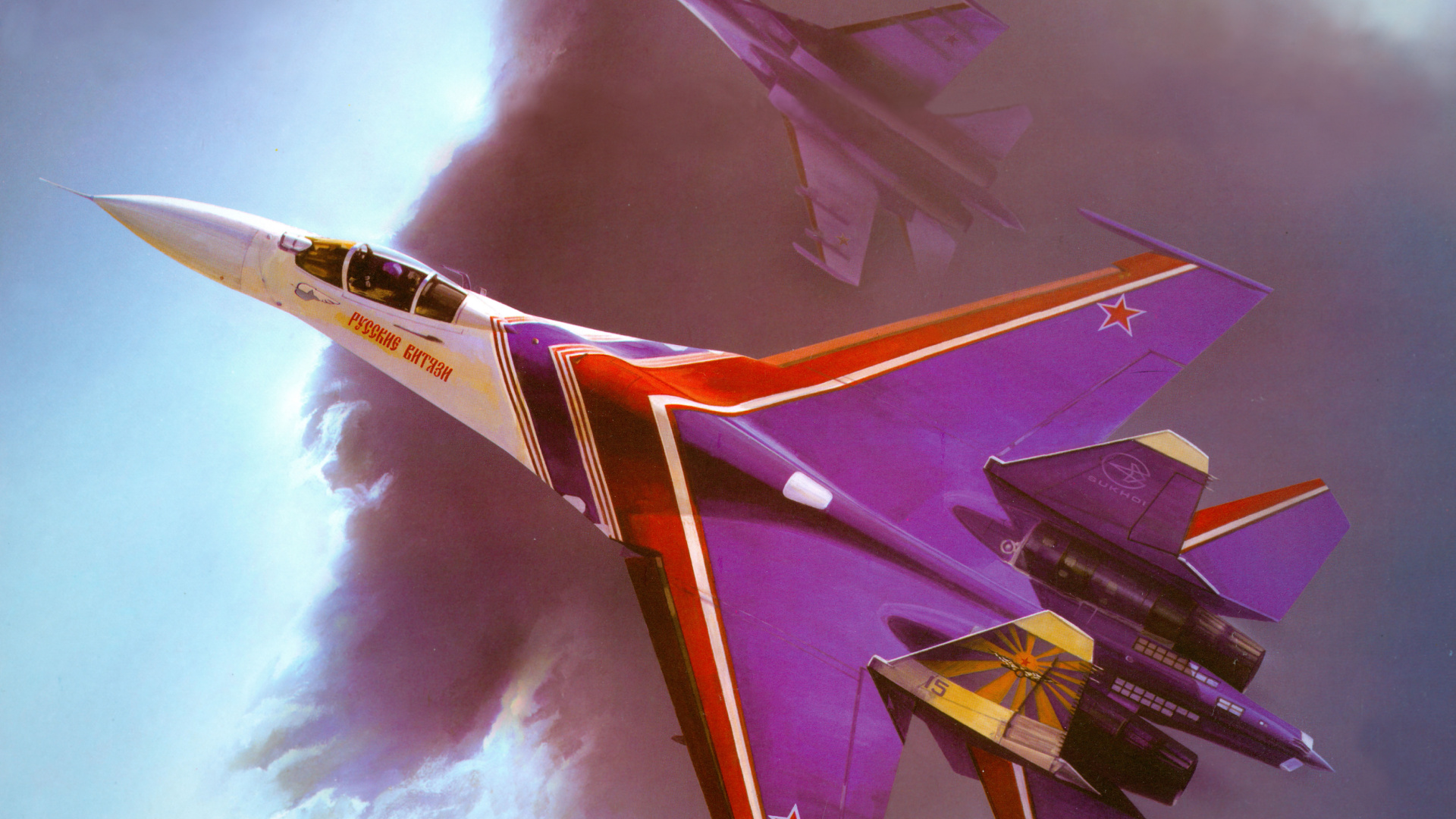 Обои сухой, самолеты, Русские Витязи, самолет, крыло в разрешении 1920x1080