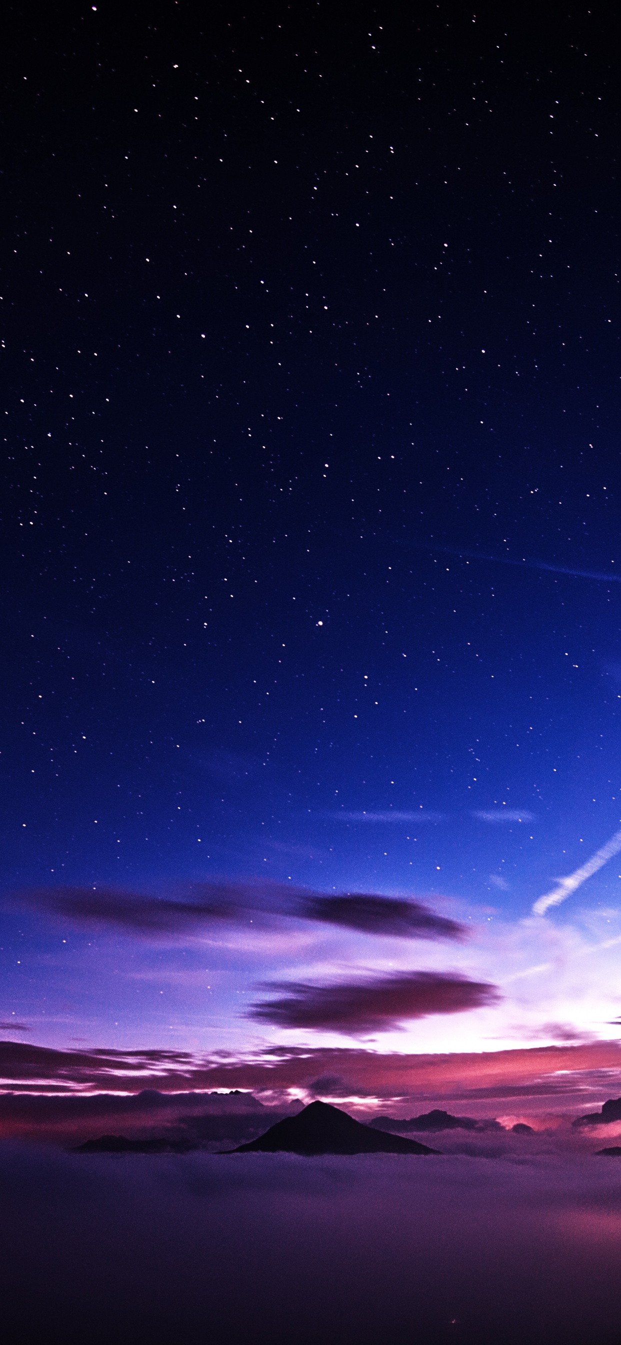 Обои закат, горизонт, космос, сумрак, звезда в разрешении 1242x2688