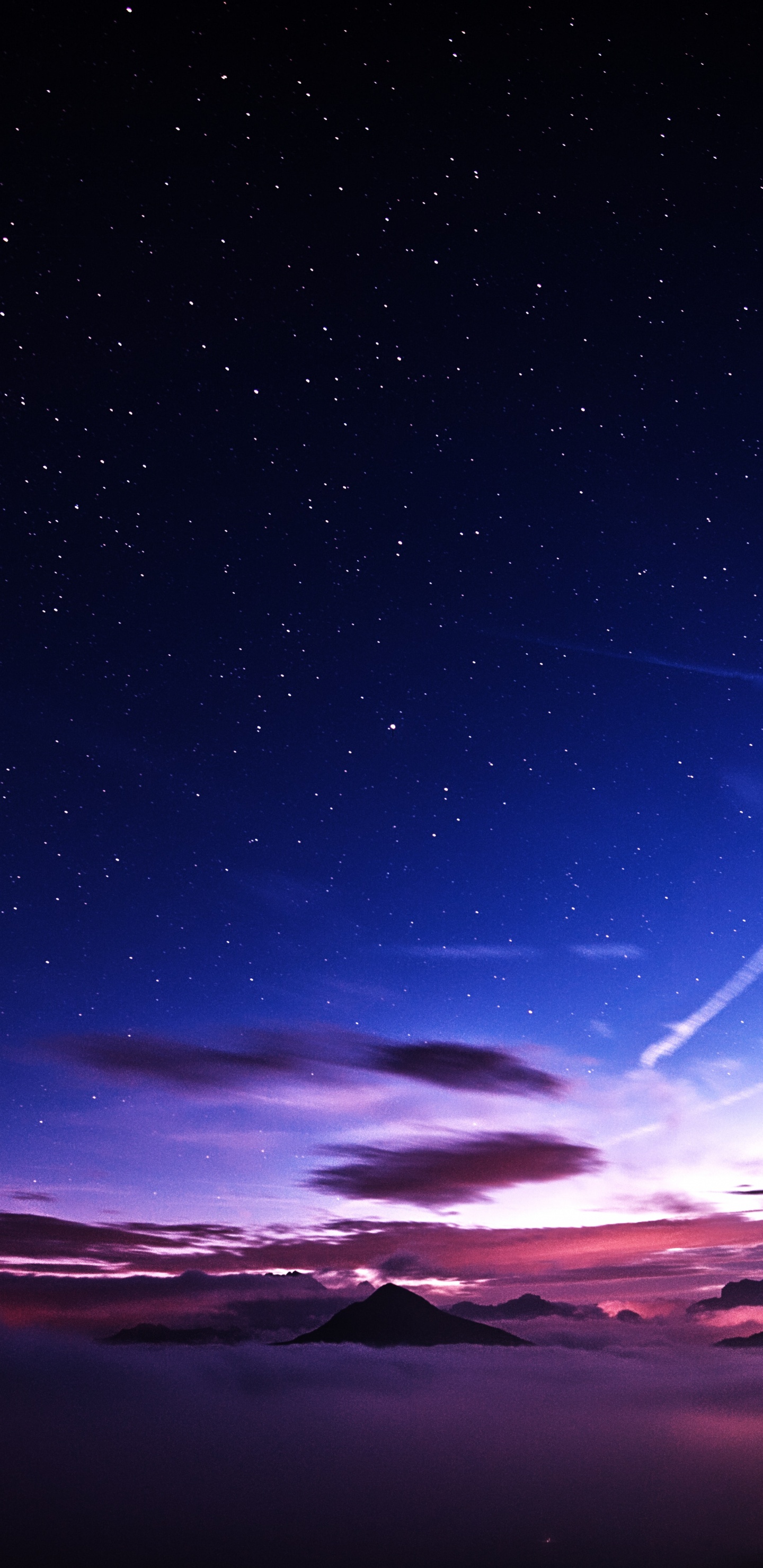 Обои закат, горизонт, космос, сумрак, звезда в разрешении 1440x2960