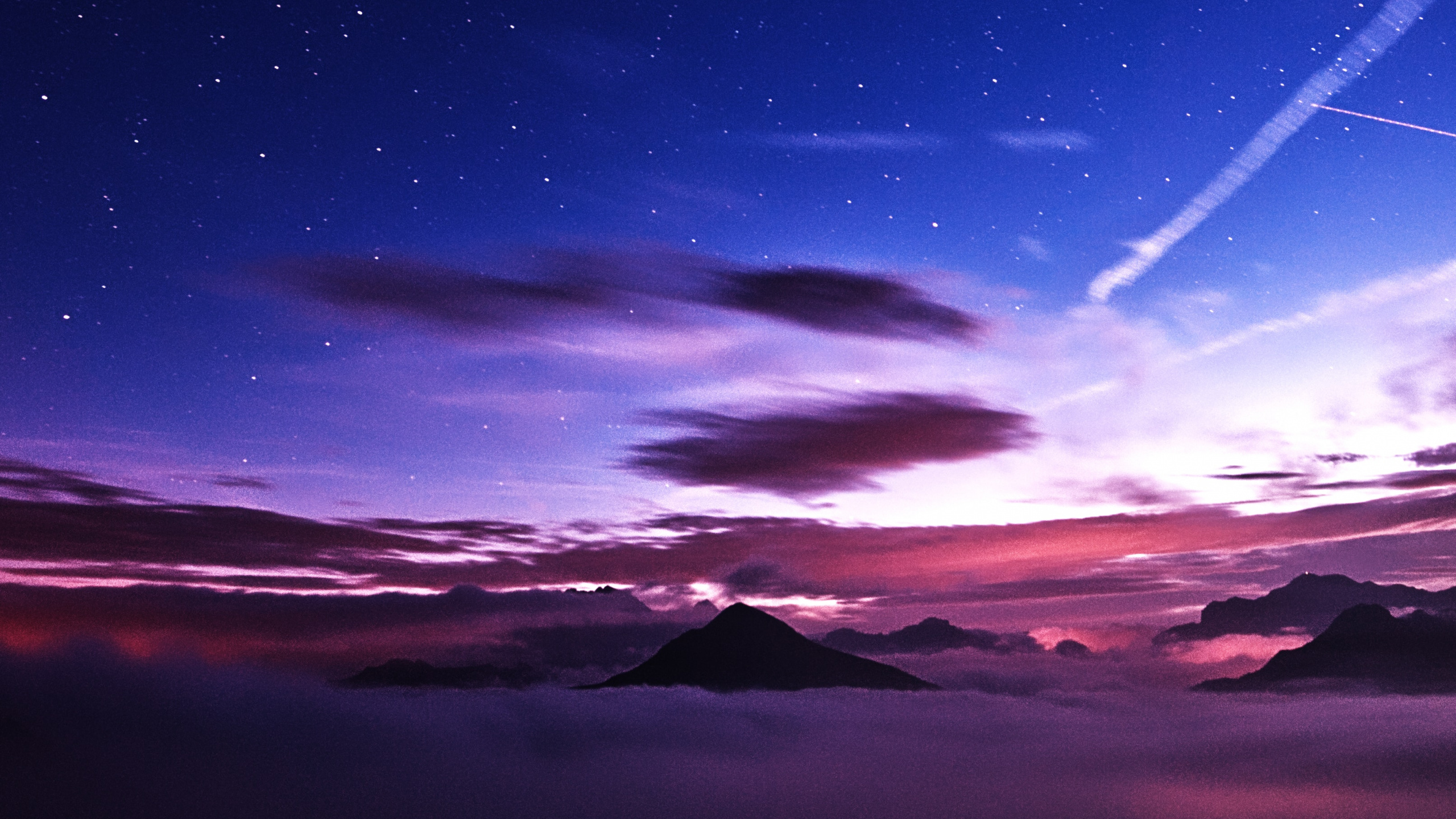 Обои закат, горизонт, космос, сумрак, звезда в разрешении 2560x1440