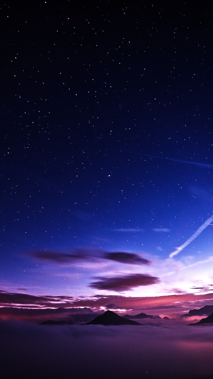 Обои закат, горизонт, космос, сумрак, звезда в разрешении 720x1280