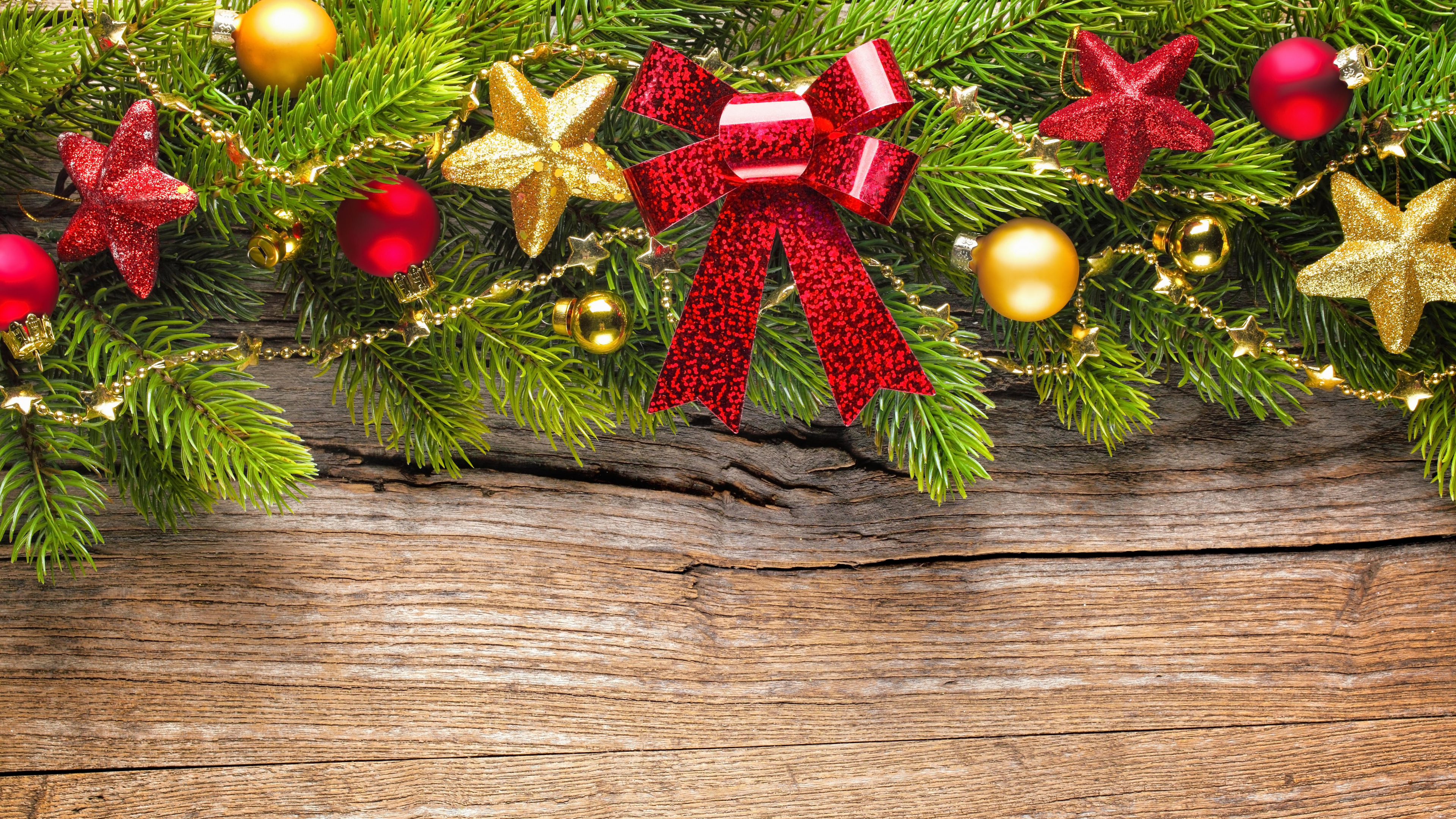 Обои Рождественский день, Новый год, Рождественские украшения, праздник, елка в разрешении 3840x2160