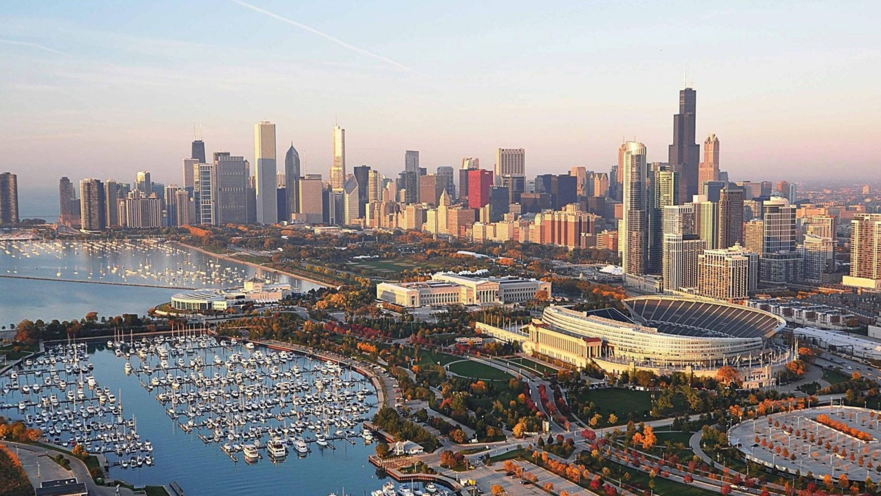Обои Чикаго, Apple МасВоок Pro, macbook, город, городской пейзаж в разрешении 1280x720