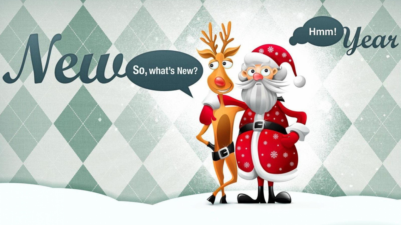 Обои иллюстрация, Рождество, желание, Снеговик, текст в разрешении 1366x768