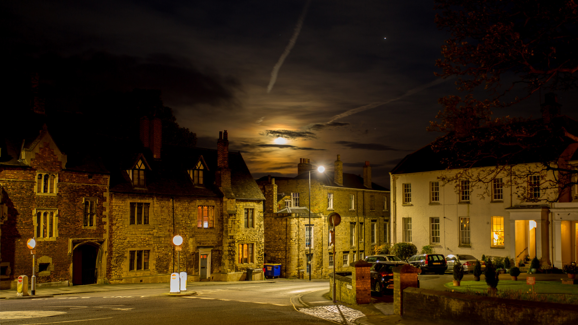 Обои улица, Линкольн, ночь, здание, свет в разрешении 1920x1080