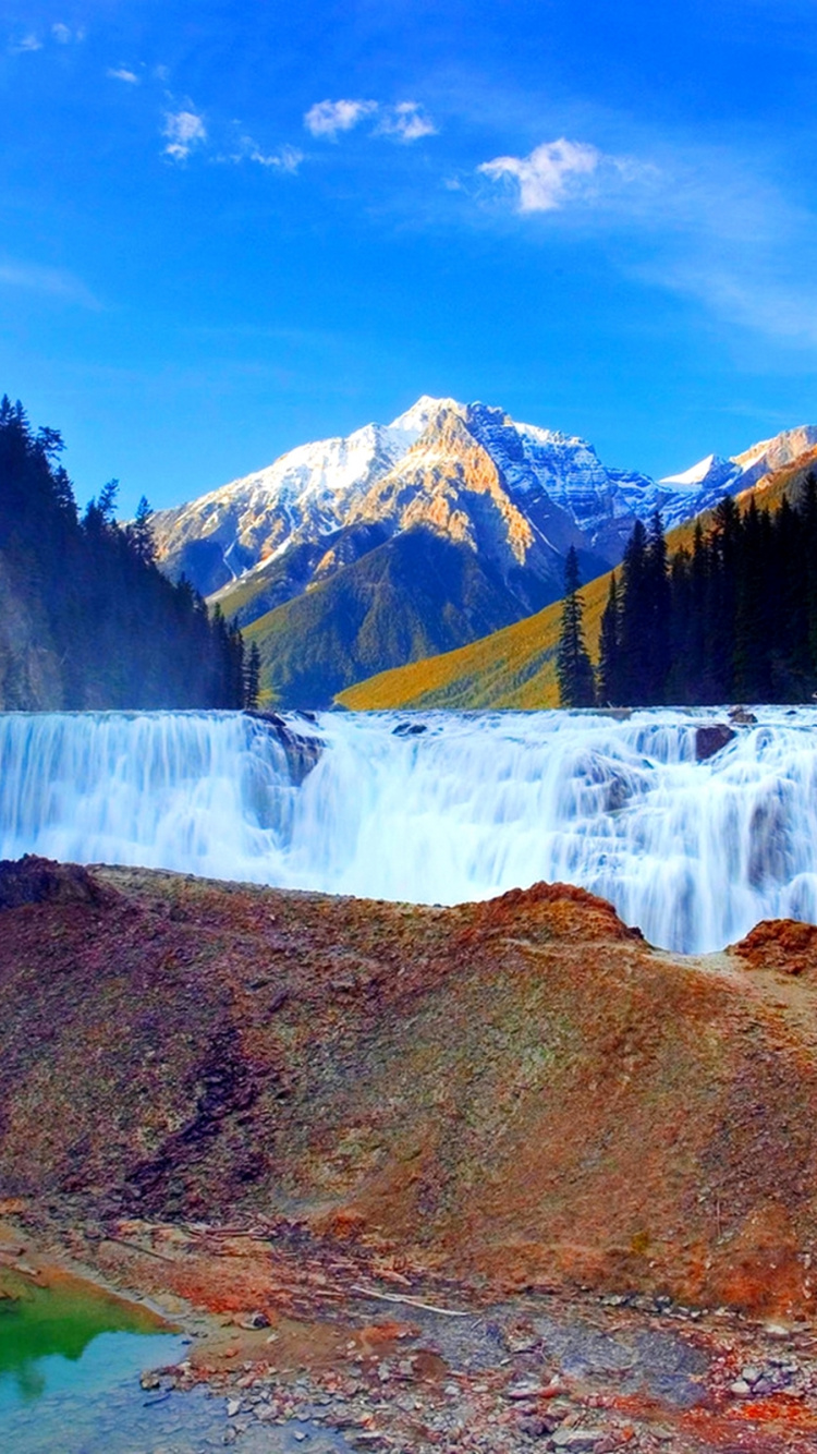 Обои Wapta Падает, Ногами Речная Лошадь, водопад, Takakkaw Водопад, парк в разрешении 750x1334