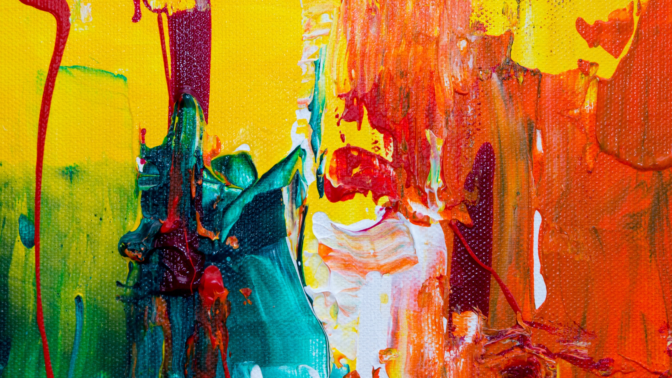 Обои живопись действия, живопись, арт, абстрактное искусство, акриловая краска в разрешении 2560x1440