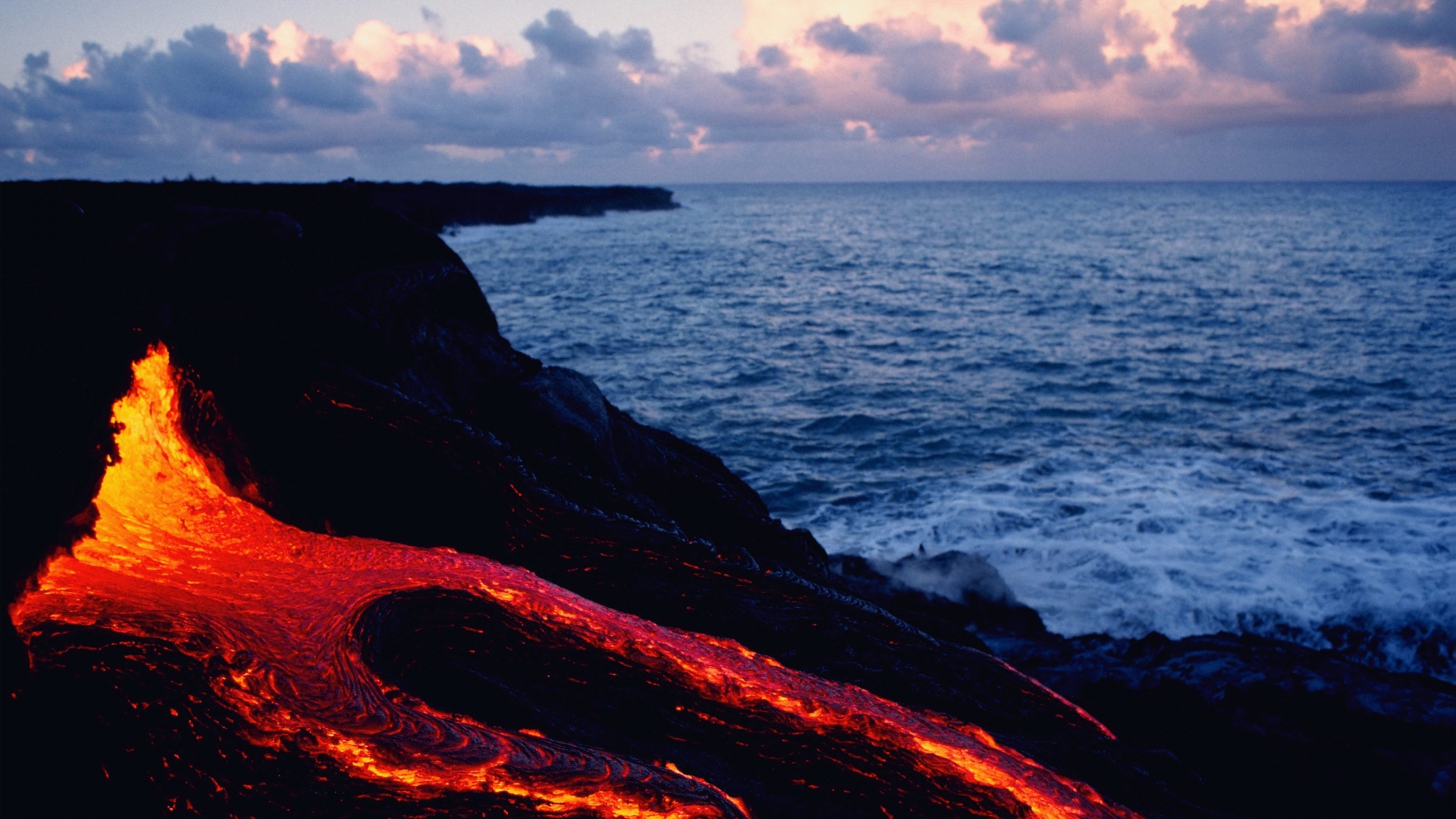 Обои Мауна-Лоа, вулкан, лава, магма, море в разрешении 1920x1080