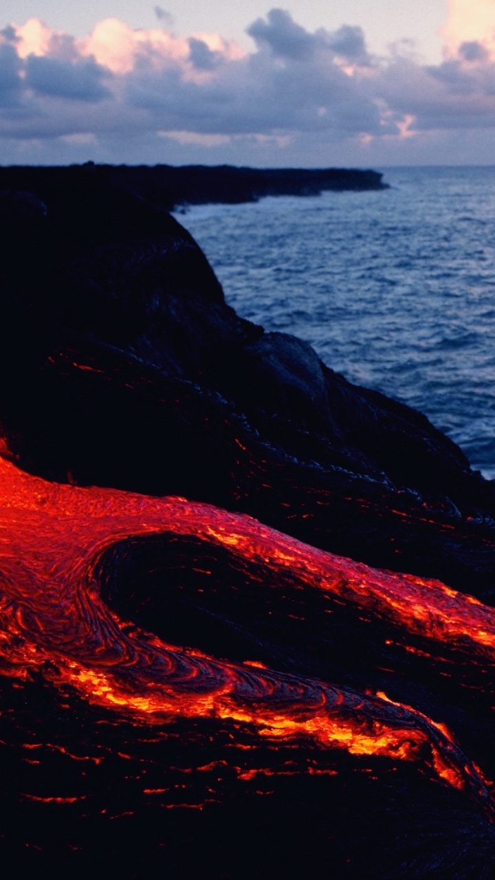 Обои Мауна-Лоа, вулкан, лава, магма, море в разрешении 720x1280