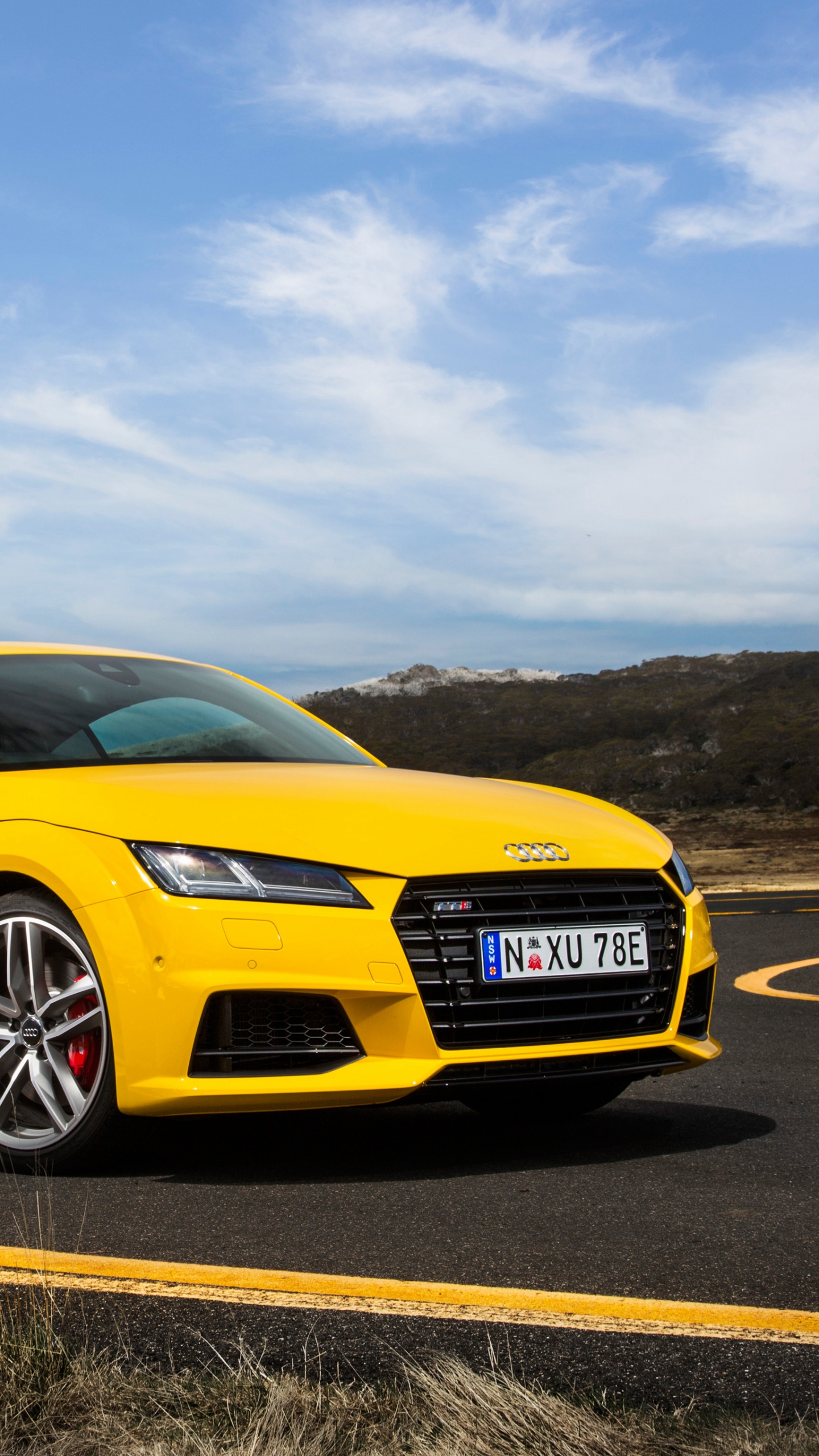 Обои авто, Audi Coupe GT, спорткар, audi, желтый в разрешении 1440x2560