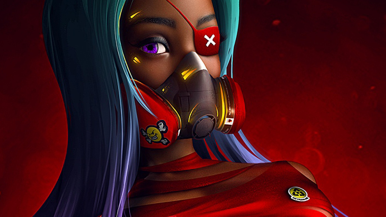 Обои женщина воин, иллюстрация, воин, мультфильм, длинные волосы в разрешении 1280x720