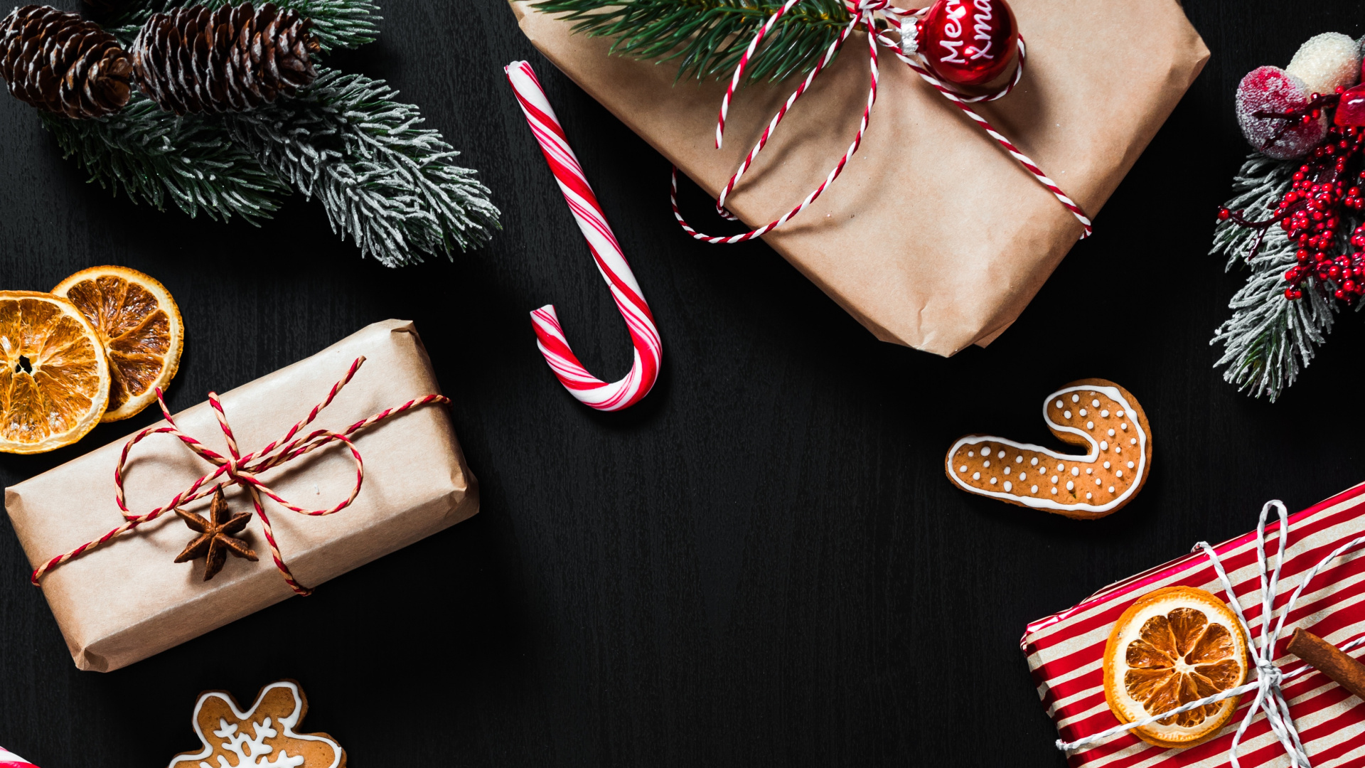 Обои Рождественский день, конфета, розовый, кондитерские изделия, Рождество в разрешении 1920x1080