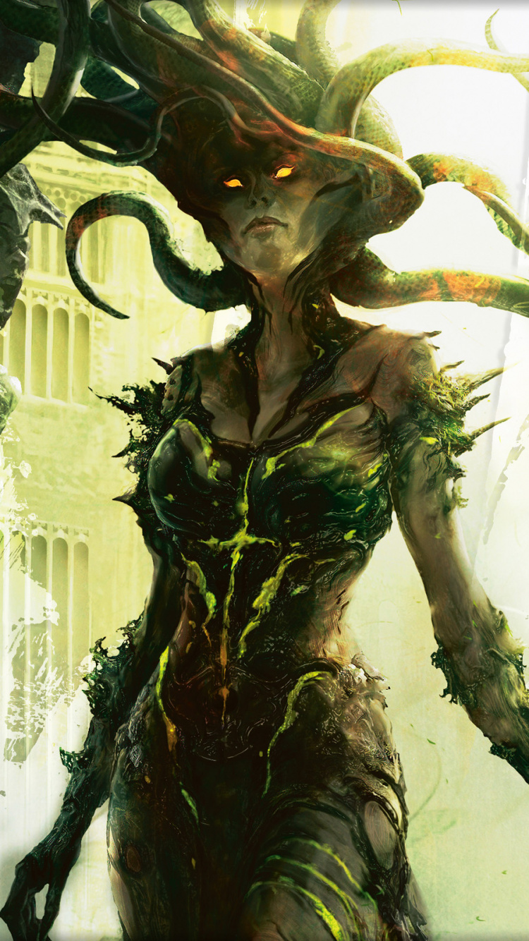 Обои magic the gathering, иллюстрация, арт, демон, Равника в разрешении 750x1334