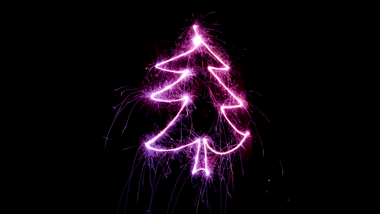 Обои Рождественский день, елка, пурпур, Фиолетовый, свет в разрешении 1280x720