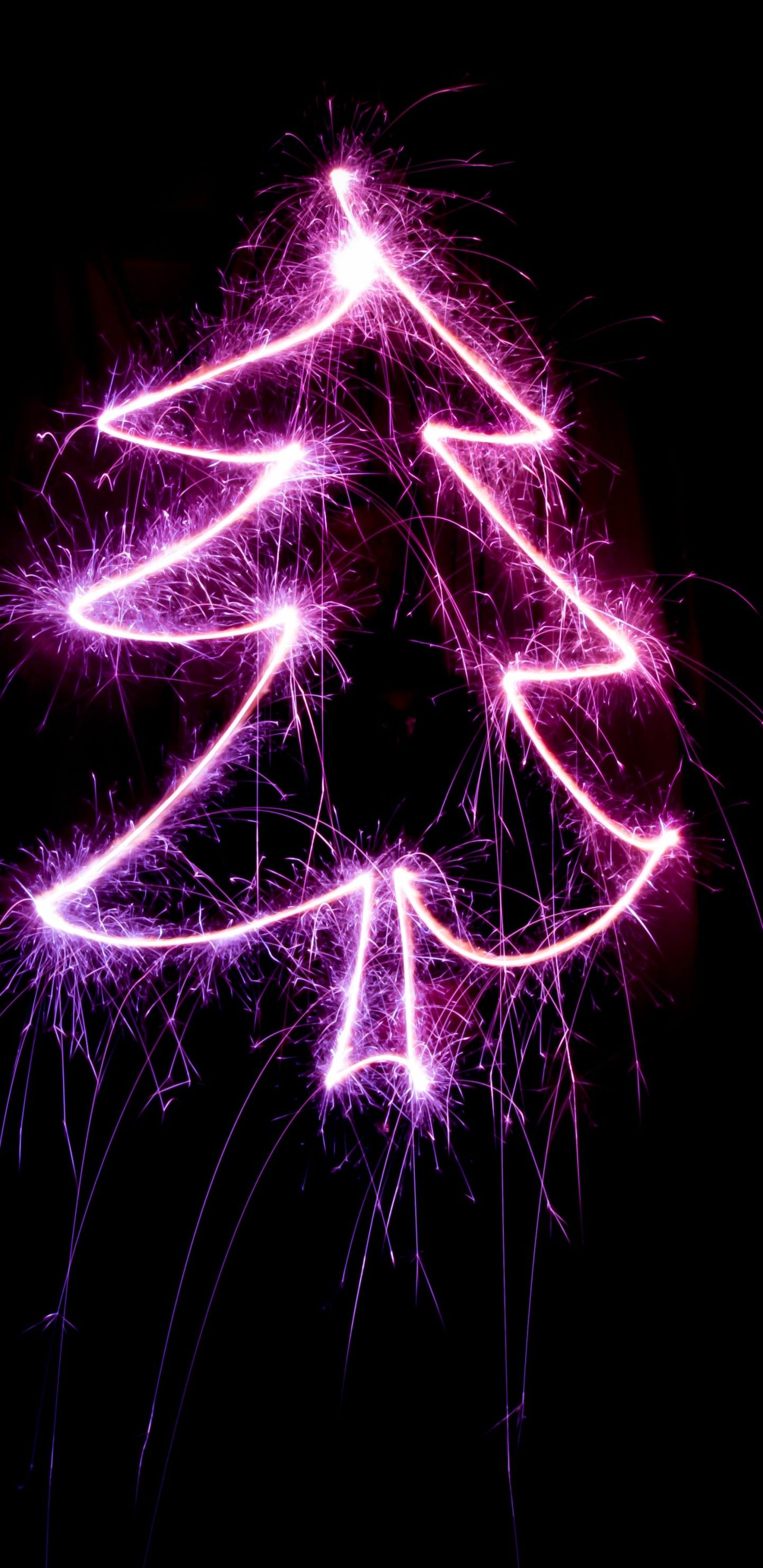 Обои Рождественский день, елка, пурпур, Фиолетовый, свет в разрешении 1440x2960